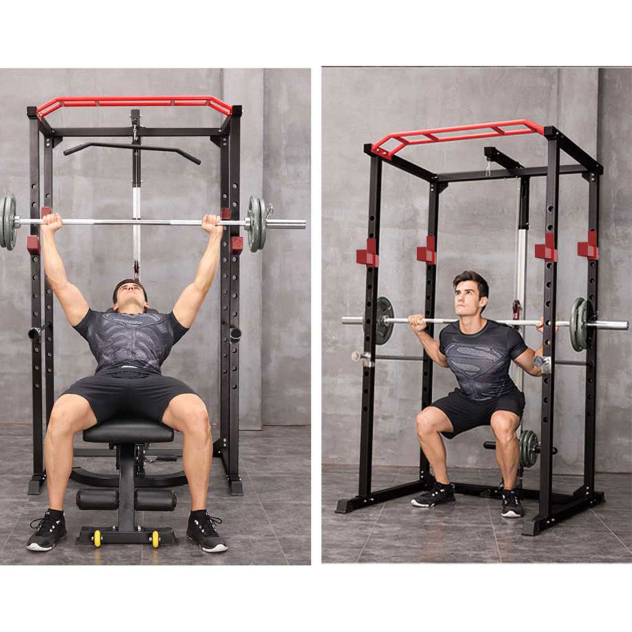 1000 lb Power Cage Squat Rack with Weight Bench