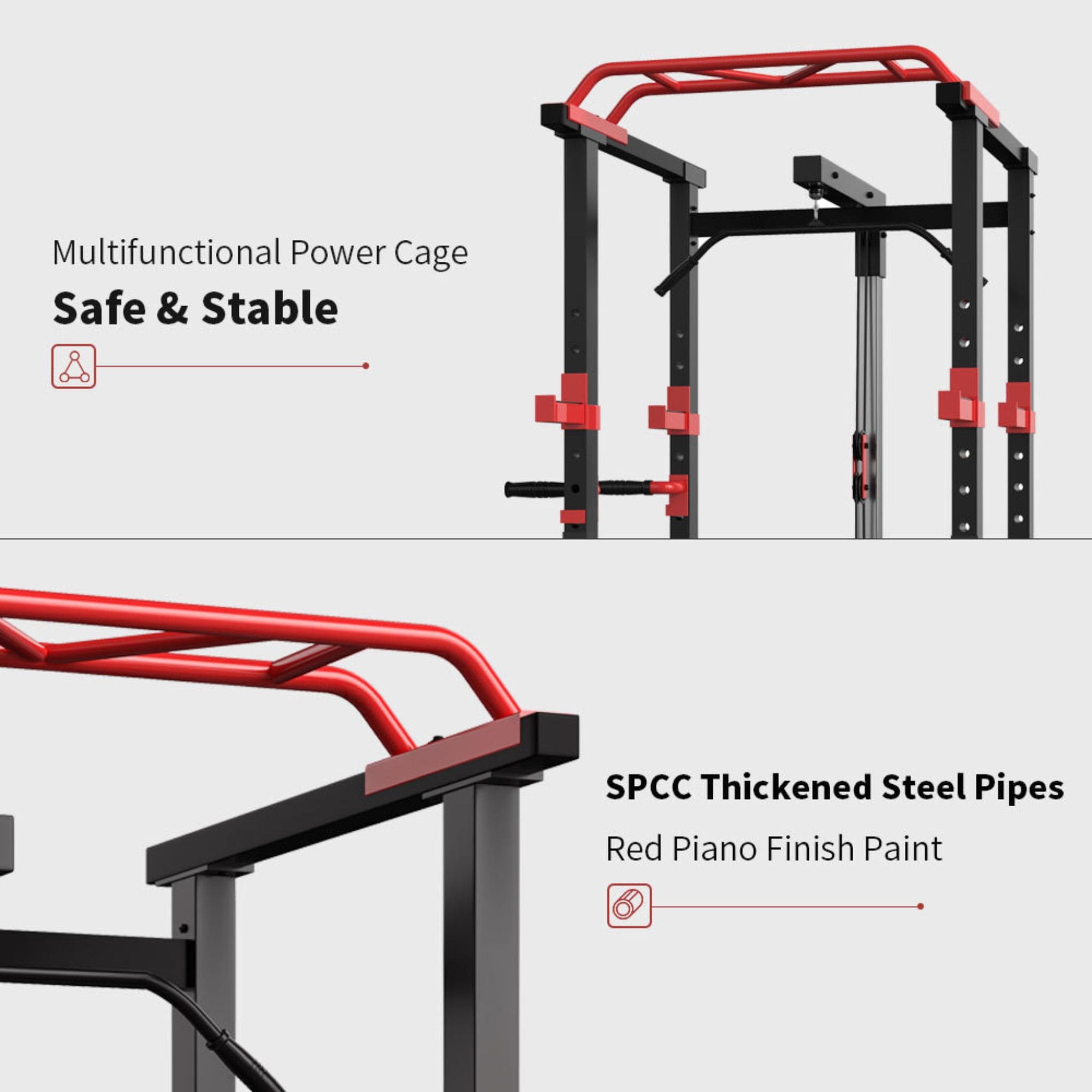 1000 lb Power Cage Squat Rack with Weight Bench