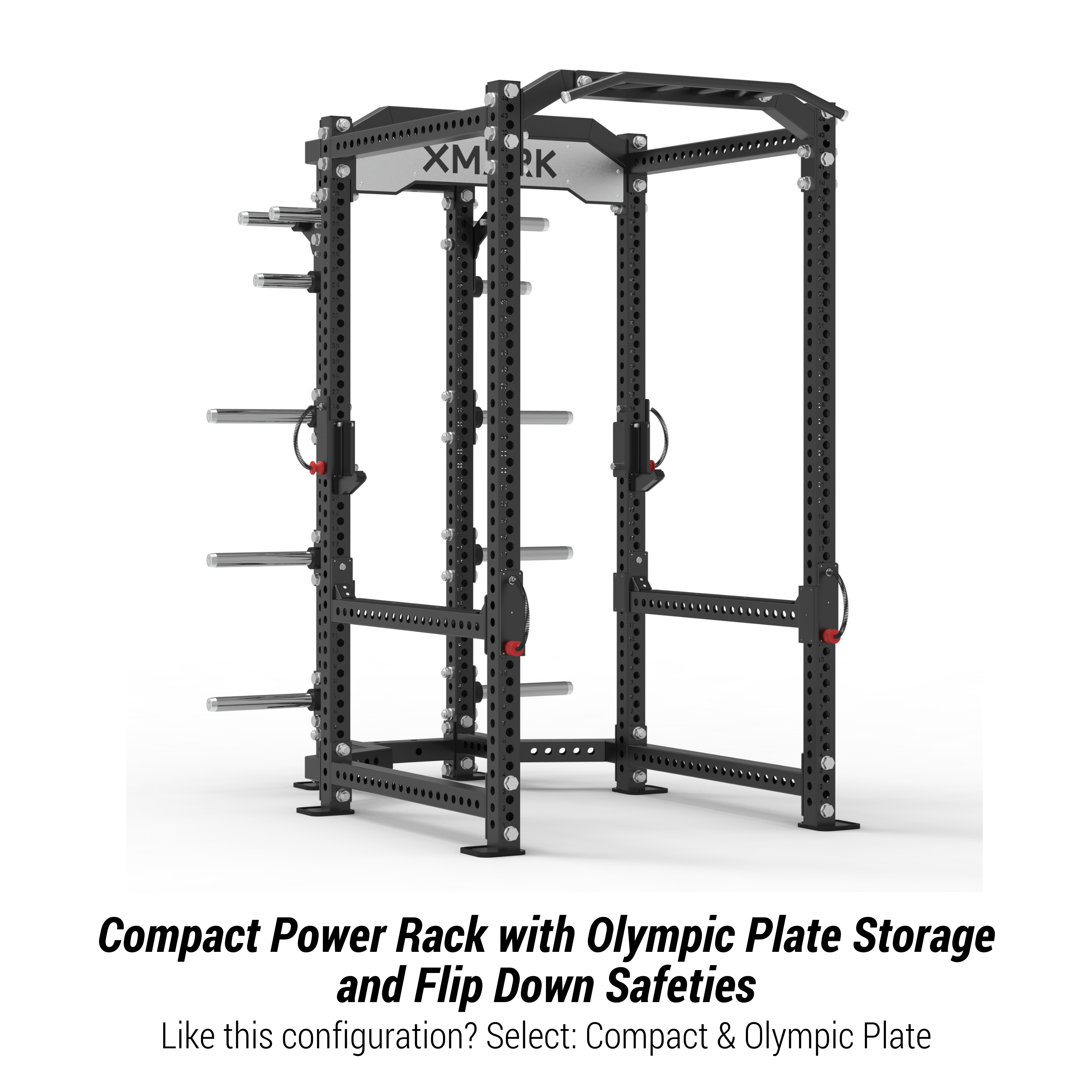 Power Rack with Storage & Flip-Down Safeties – XMARK Viper Power Rack