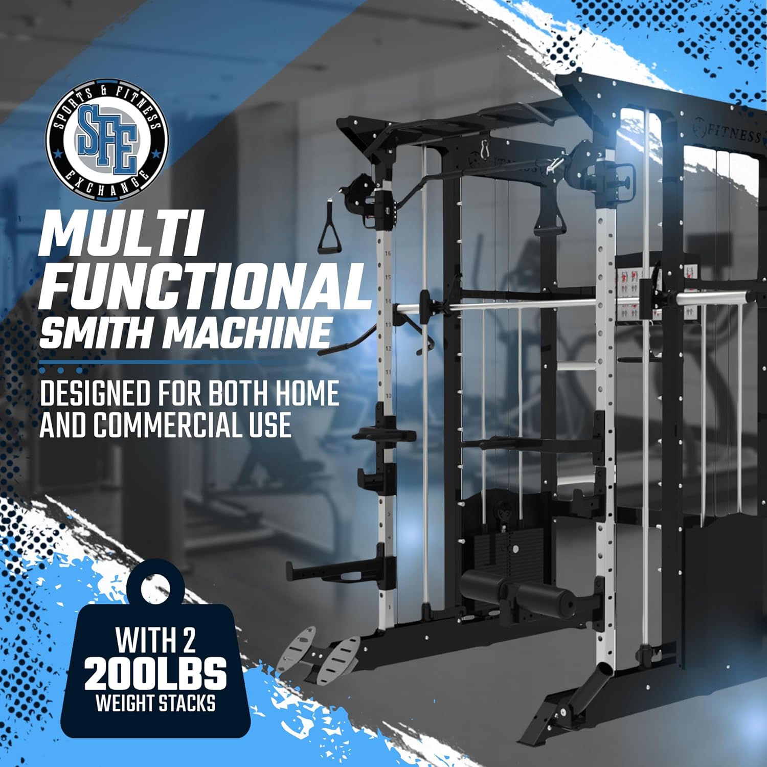 SFE Power Rack, Smith Machine & Functional Trainer, 2×220 lb Weight Stacks