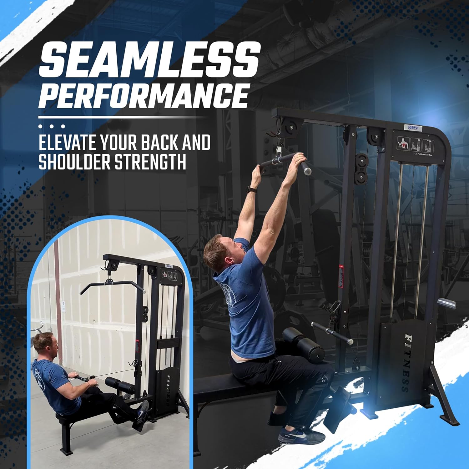 SFE Selectorized Lat Pulldown & Low Row Combo – 250 lb Weight Stack
