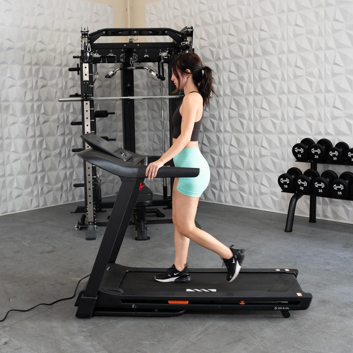 Light Commercial Folding Treadmill by Muscle D Fitness | LED Display & Pulse Monitor