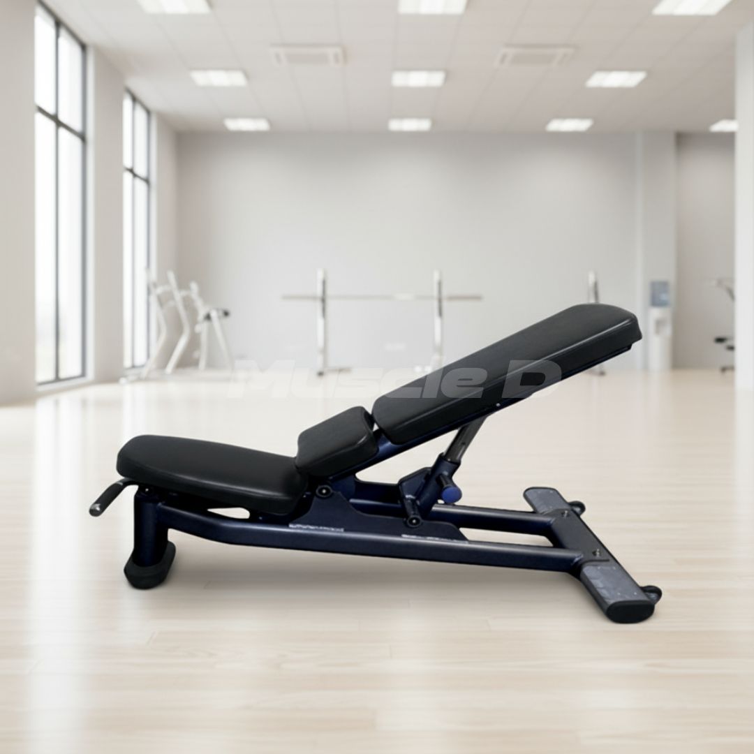 Muscle D Fitness Deluxe Adjustable Bench – Commercial Padded Weight Bench Black/Silver