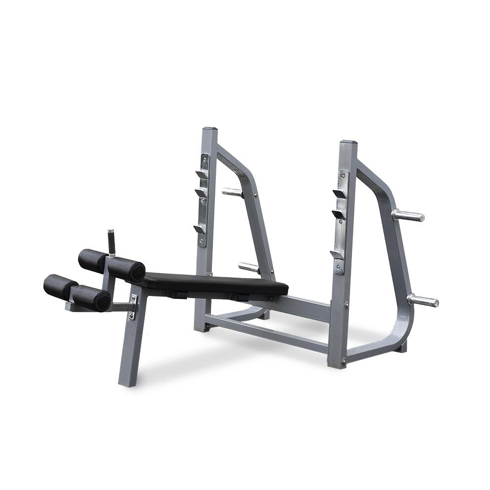 Muscle D Fitness Olympic Decline Bench – 11 Gauge Steel Commercial Bench with Weight Storage Pegs