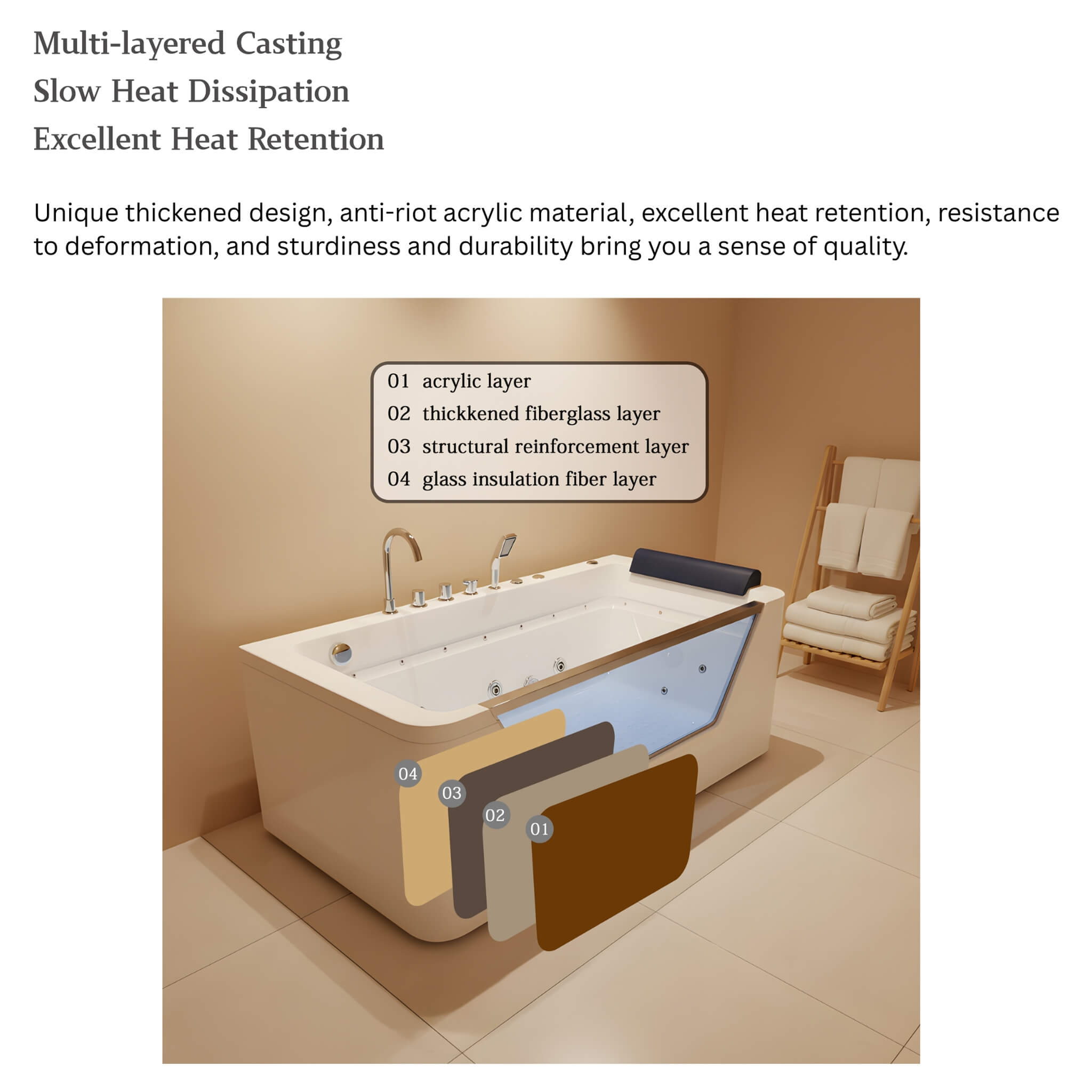 Alora Veloria 67-Inch Hydrotherapy Whirlpool Bathtub – 7 Jets, Glass Panel