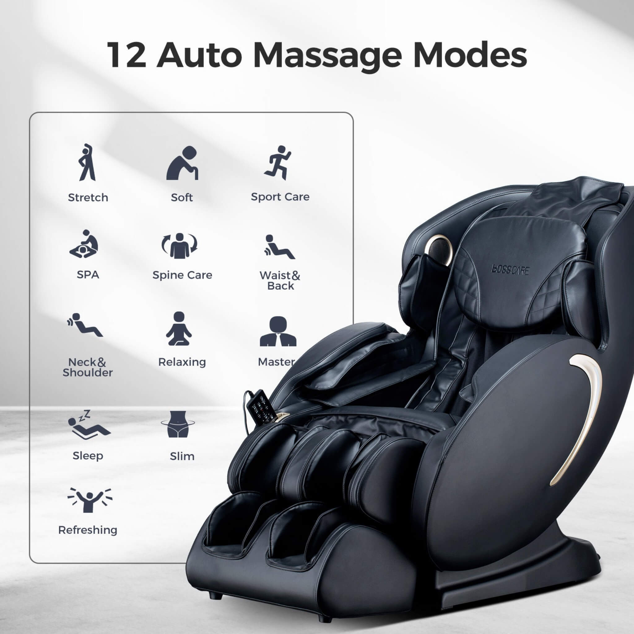Bosscare 3D Zero Gravity Shiatsu Massage Chair – Full Body, App Control