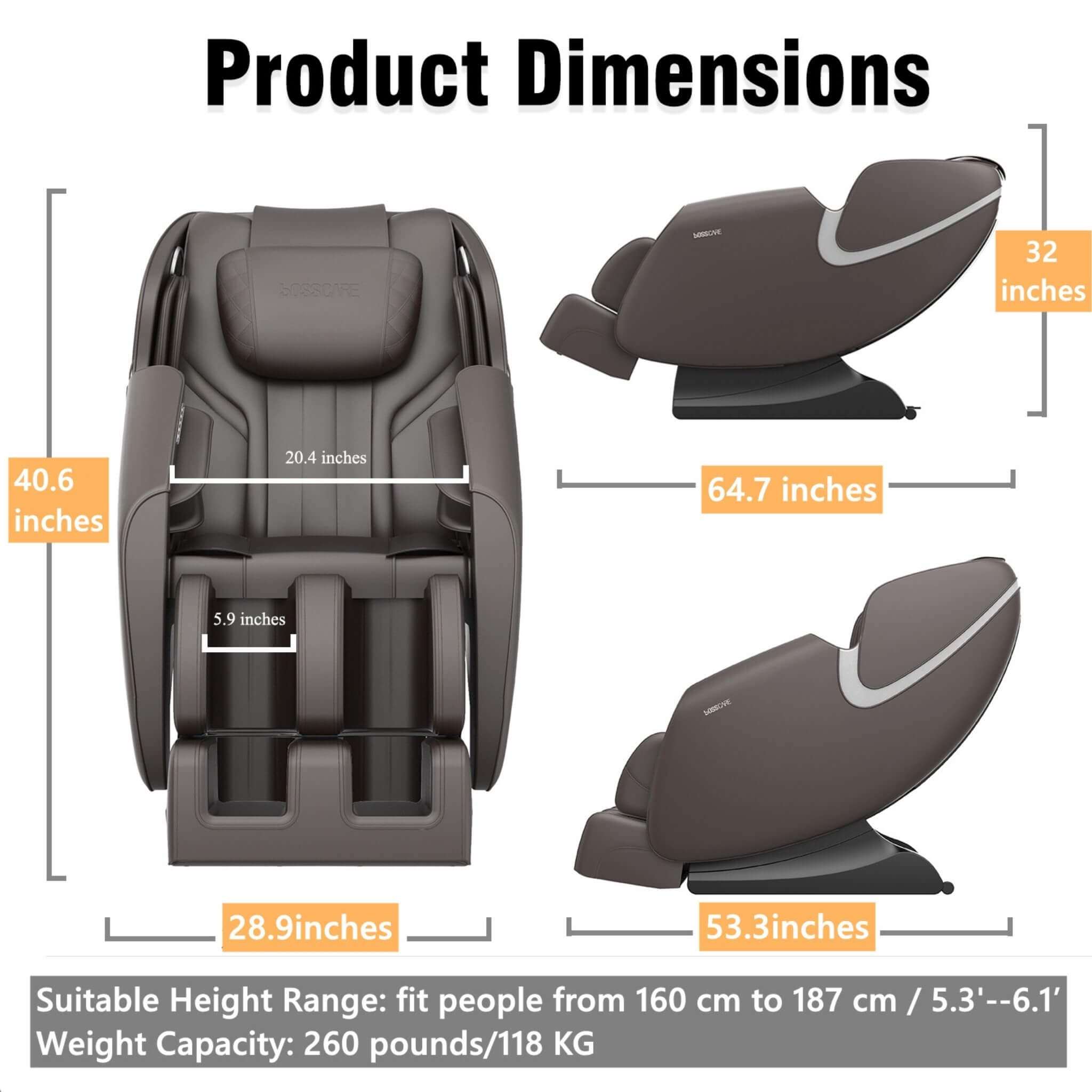 Bosscare GR8012 Full-Body Zero-Gravity Leather Massage Chair – Bluetooth