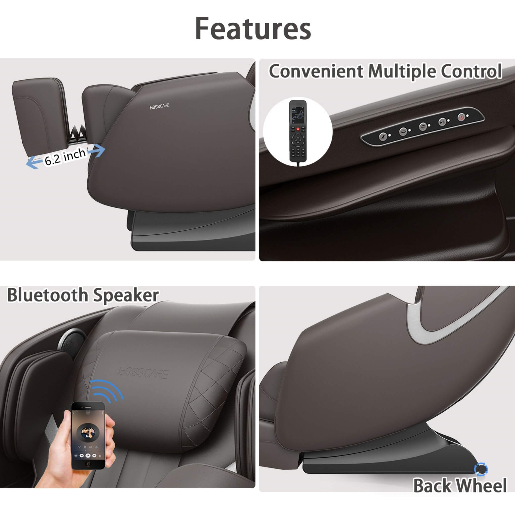 Bosscare GR8012 Full-Body Zero-Gravity Leather Massage Chair – Bluetooth