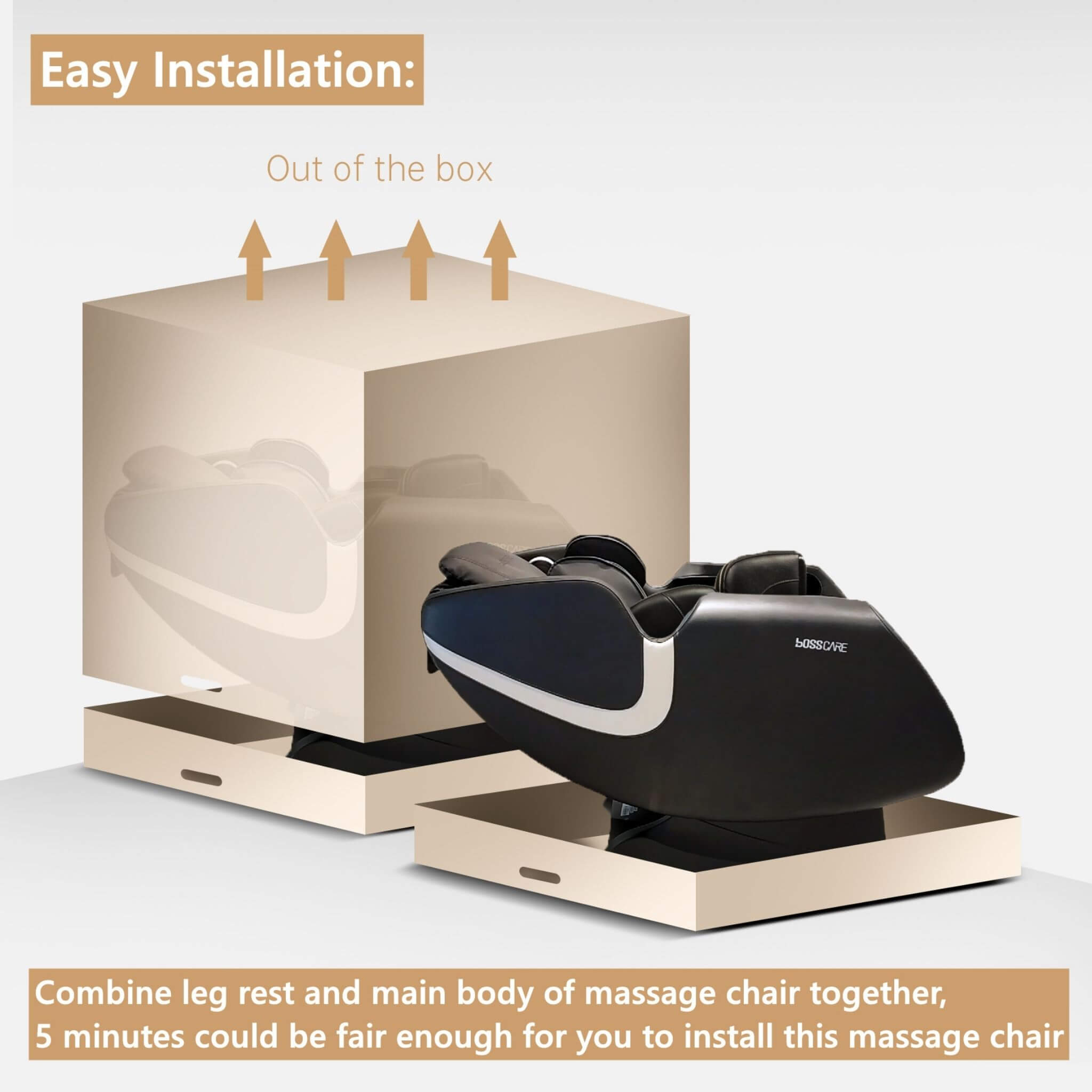 Bosscare GR8012 Full-Body Zero-Gravity Leather Massage Chair – Bluetooth