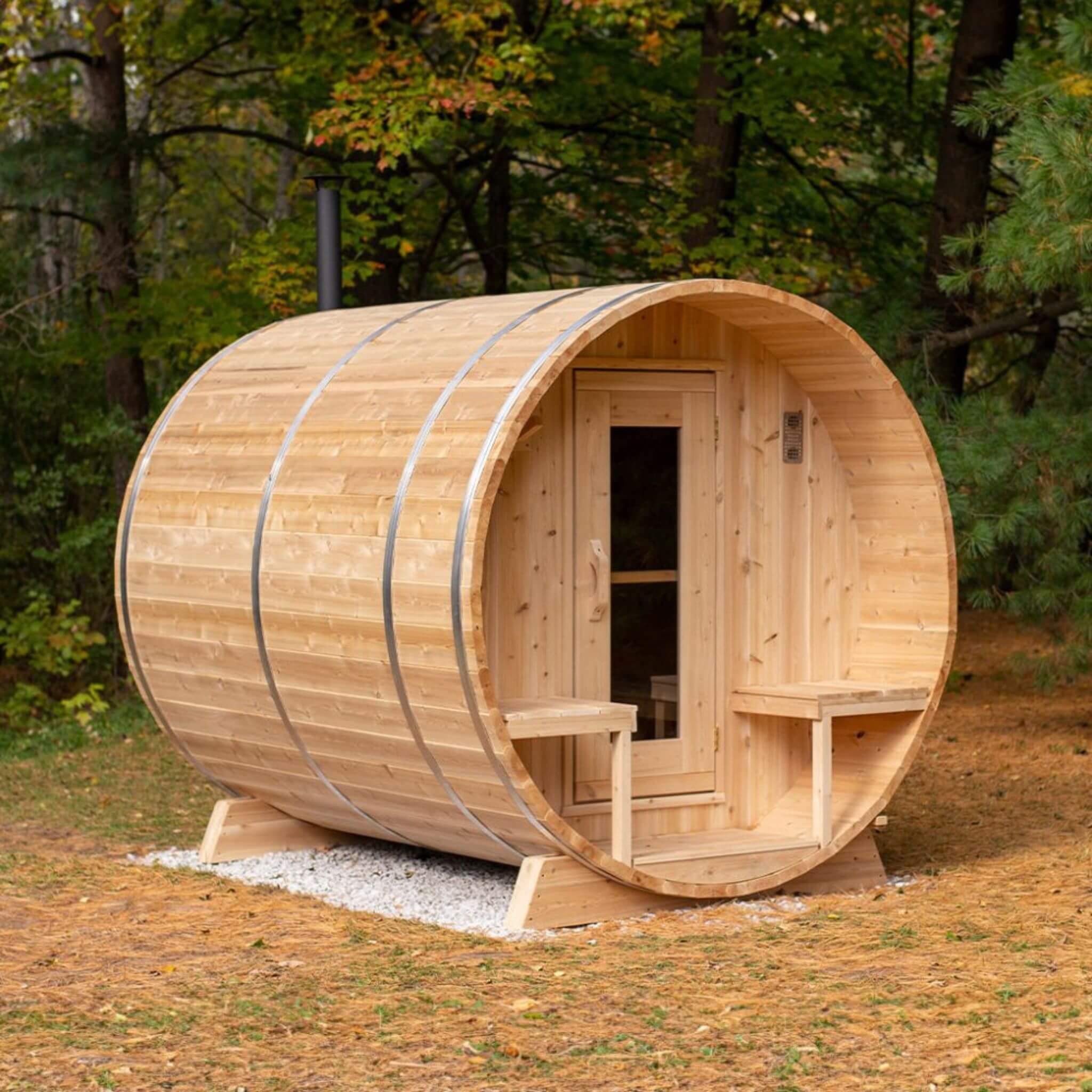 Dundalk Leisurecraft Serenity 4-Person Canadian Timber Outdoor Barrel Sauna