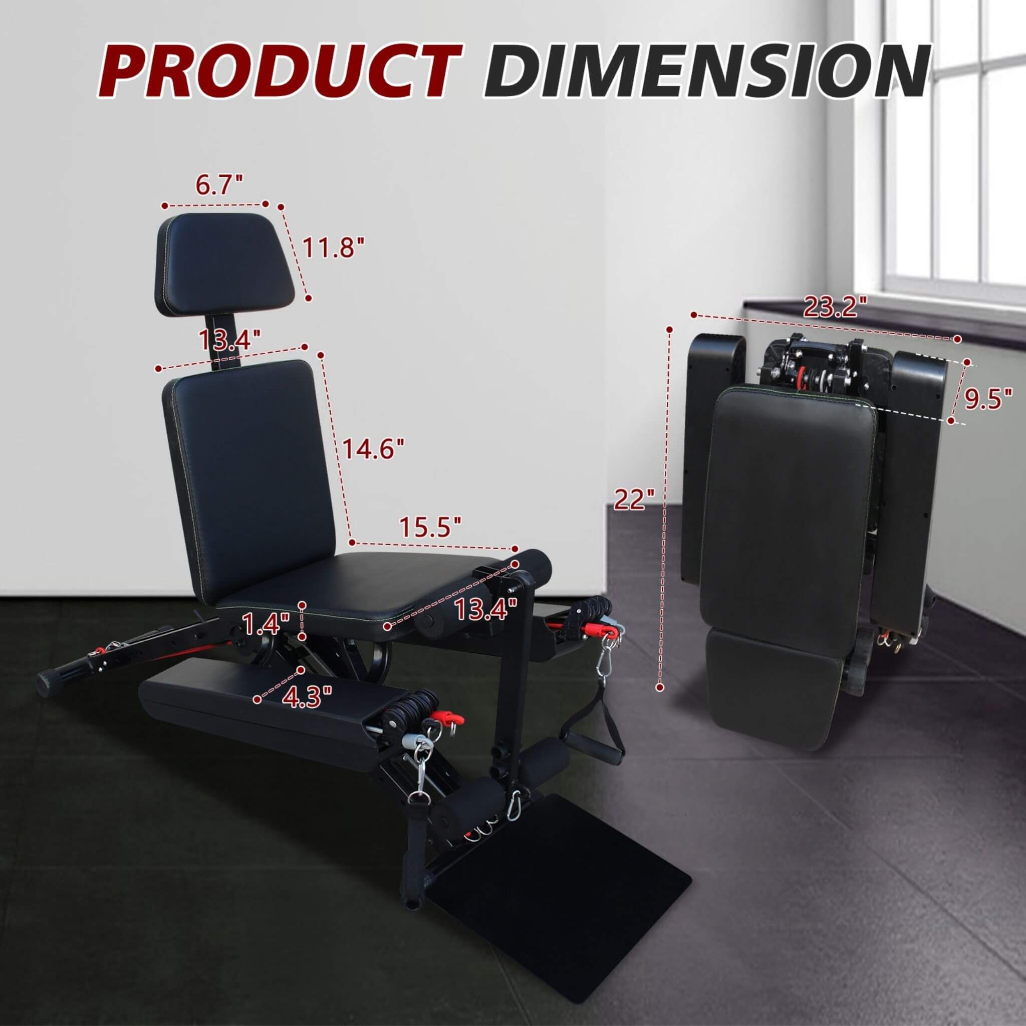 Rovix Foldable Multi-Function Weight Bench – Resistance Bands, Footrest & Leg Extension