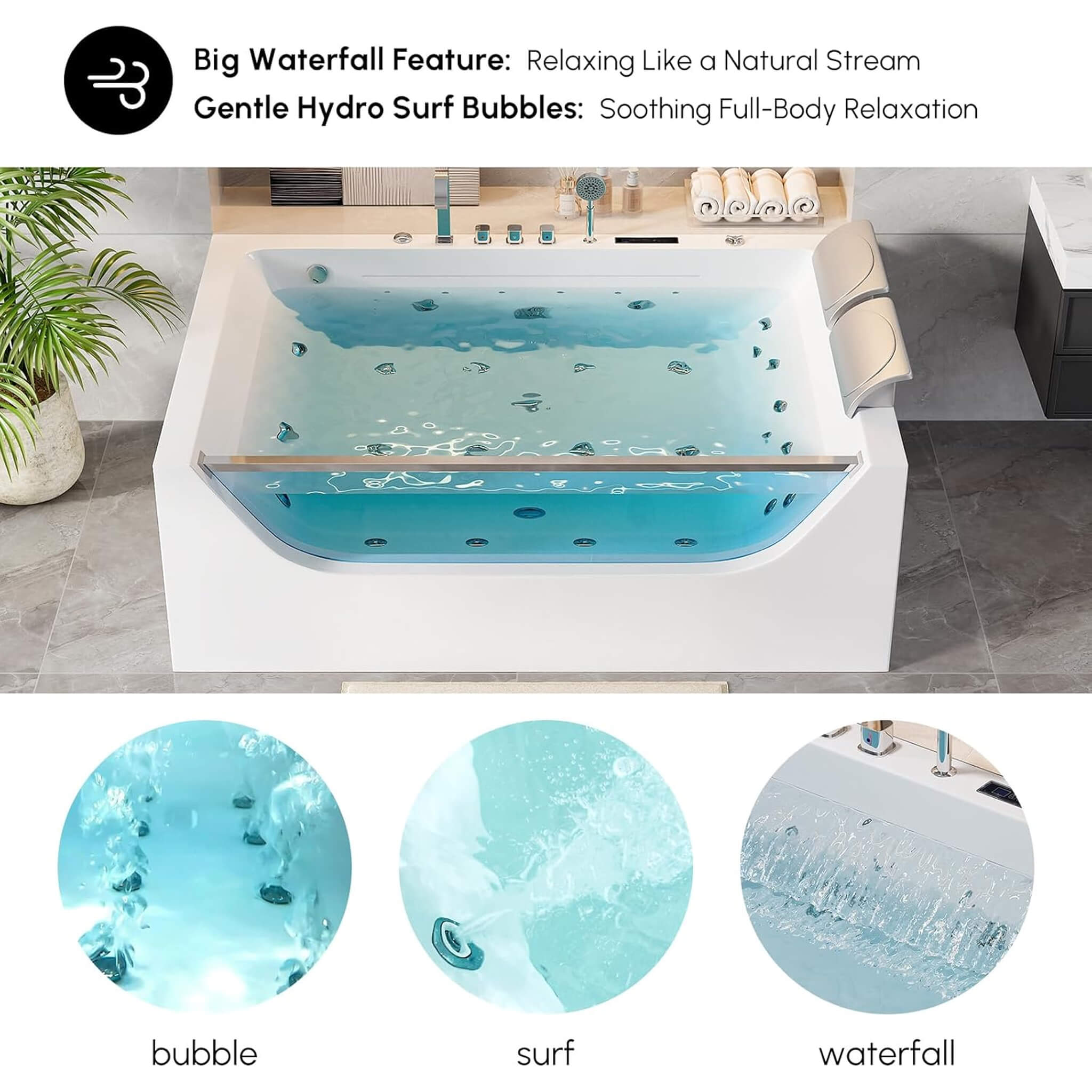 Alora Novara 71" 2-Person Jetted Whirlpool Tub – Massage & Thermostat