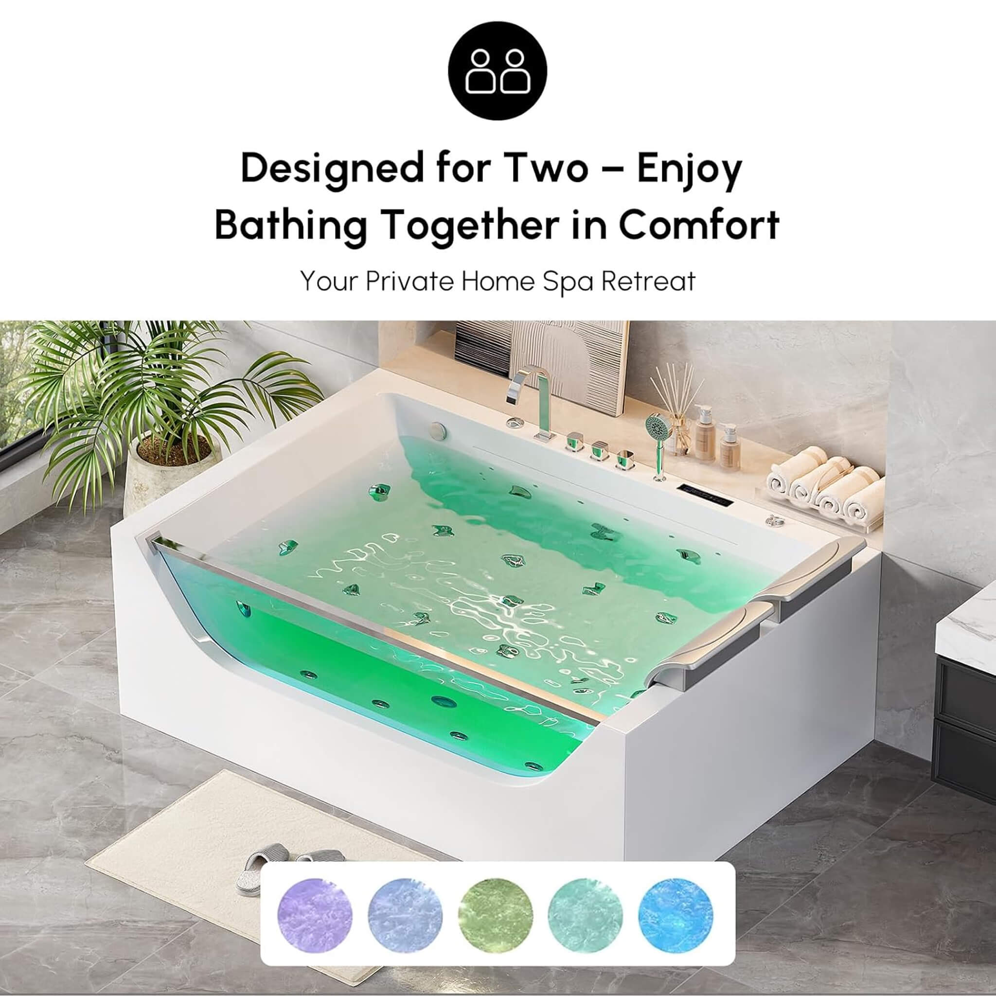 Alora Novara 71" 2-Person Jetted Whirlpool Tub – Massage & Thermostat