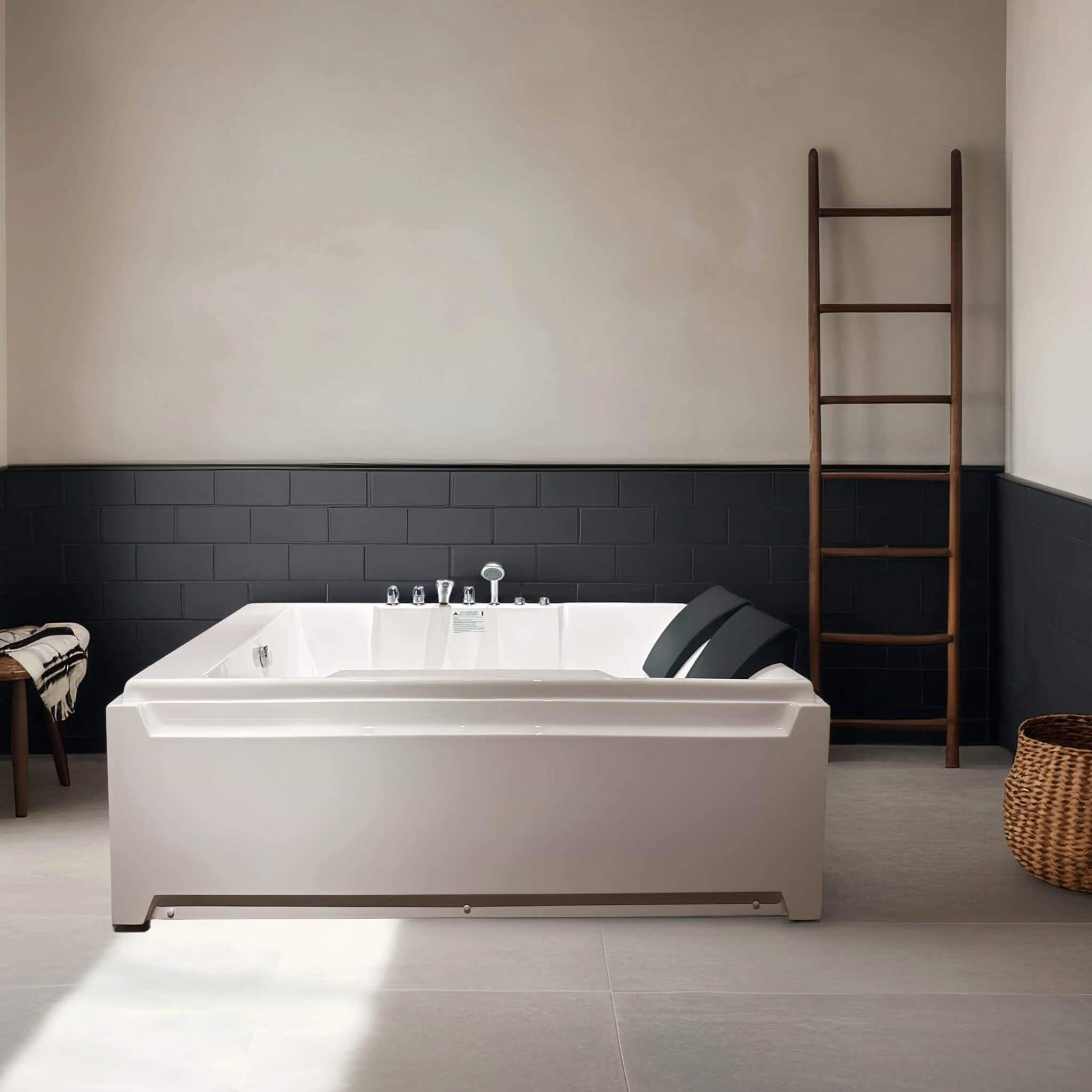 Alora Sapphire 73" 2-Person Luxury Whirlpool Jetted Bathtub – Hydro Massage & Chromatherapy