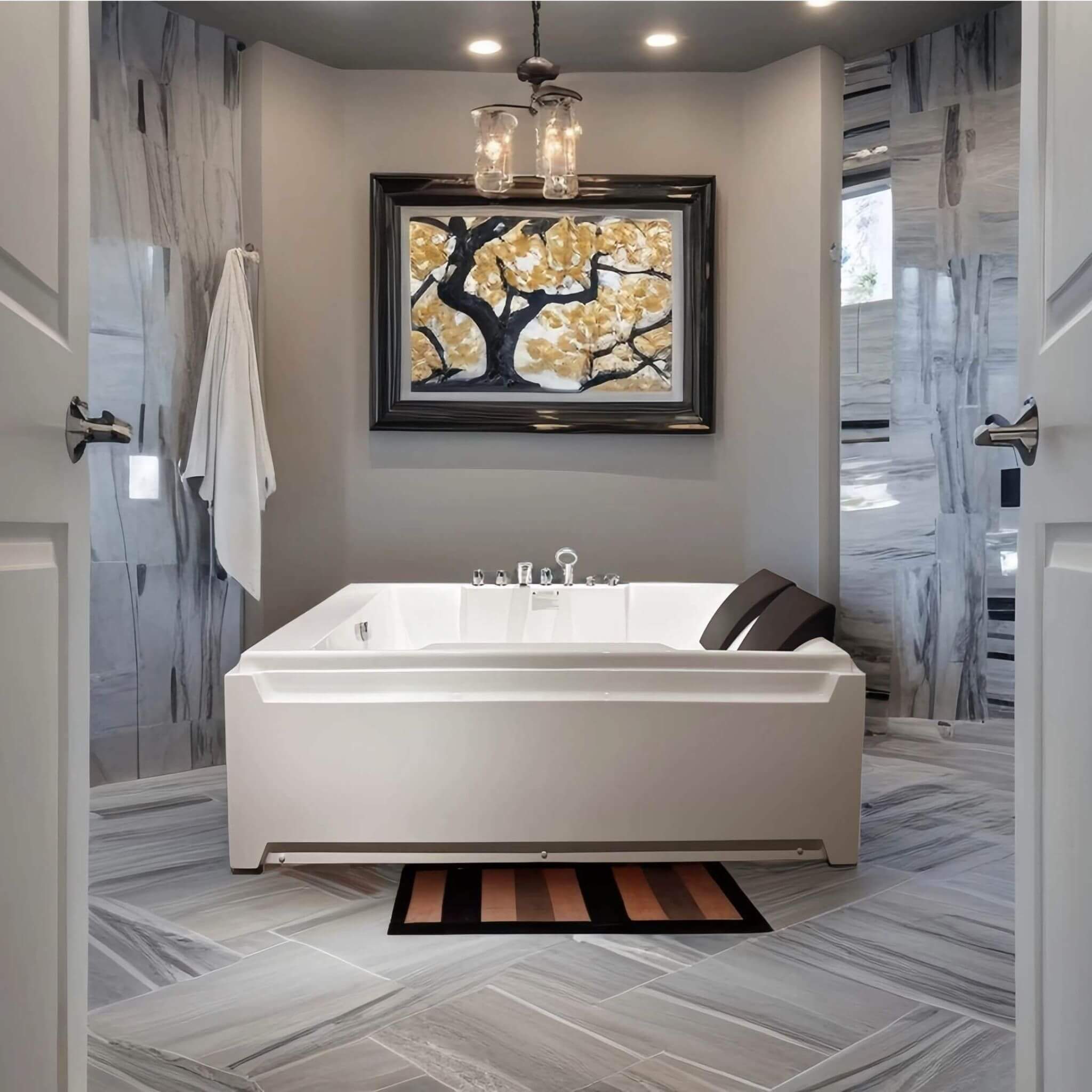 Alora Sapphire 73" 2-Person Luxury Whirlpool Jetted Bathtub – Hydro Massage & Chromatherapy