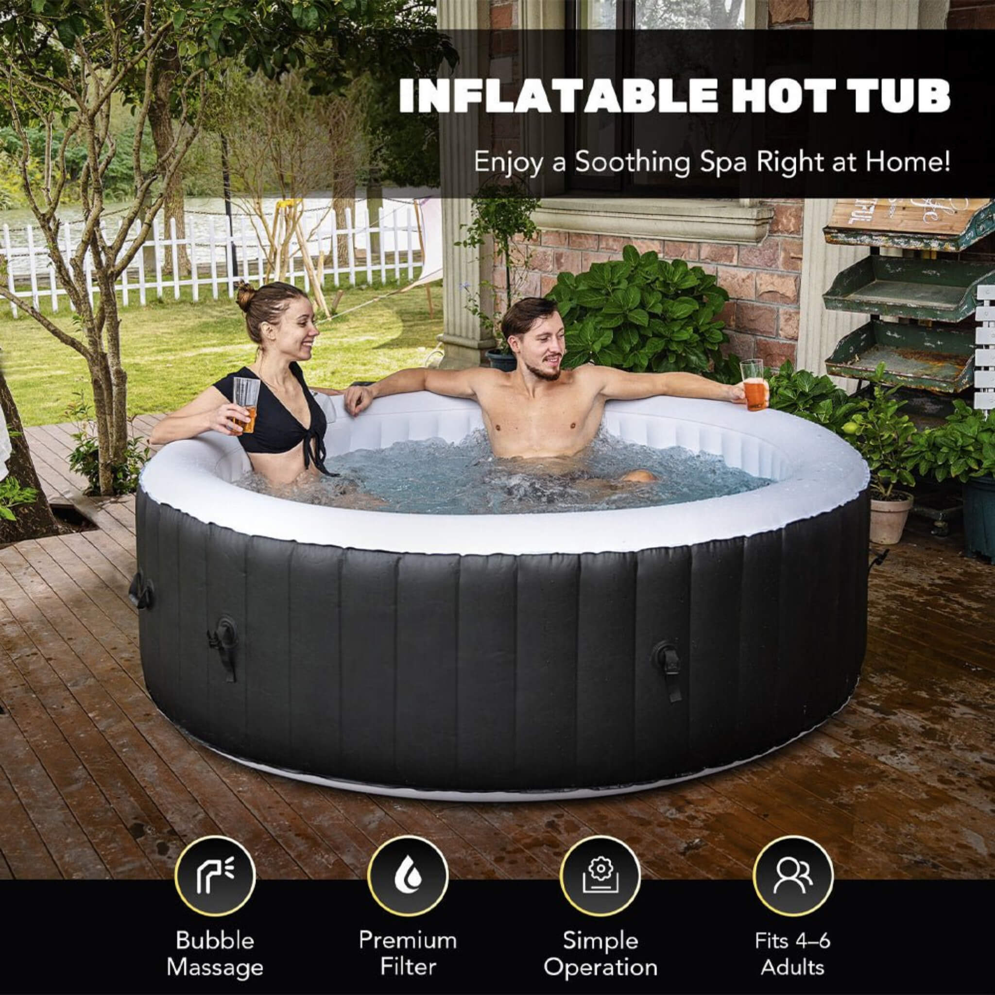 6-Person Inflatable Sauna Pool Hot Tub
