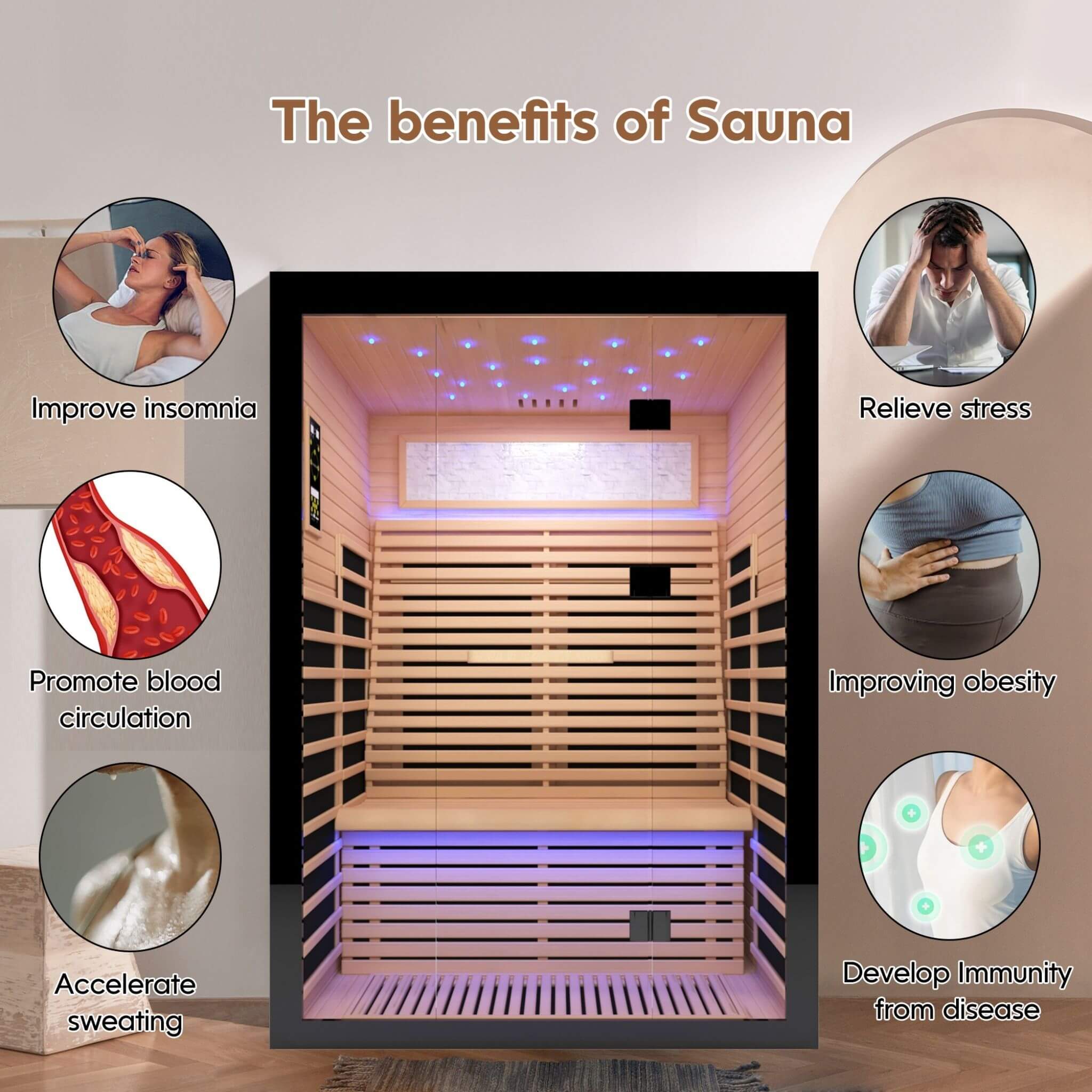 2-Person Thermora Vapor Luxury Home Infrared Sauna – Canadian Hemlock Wood