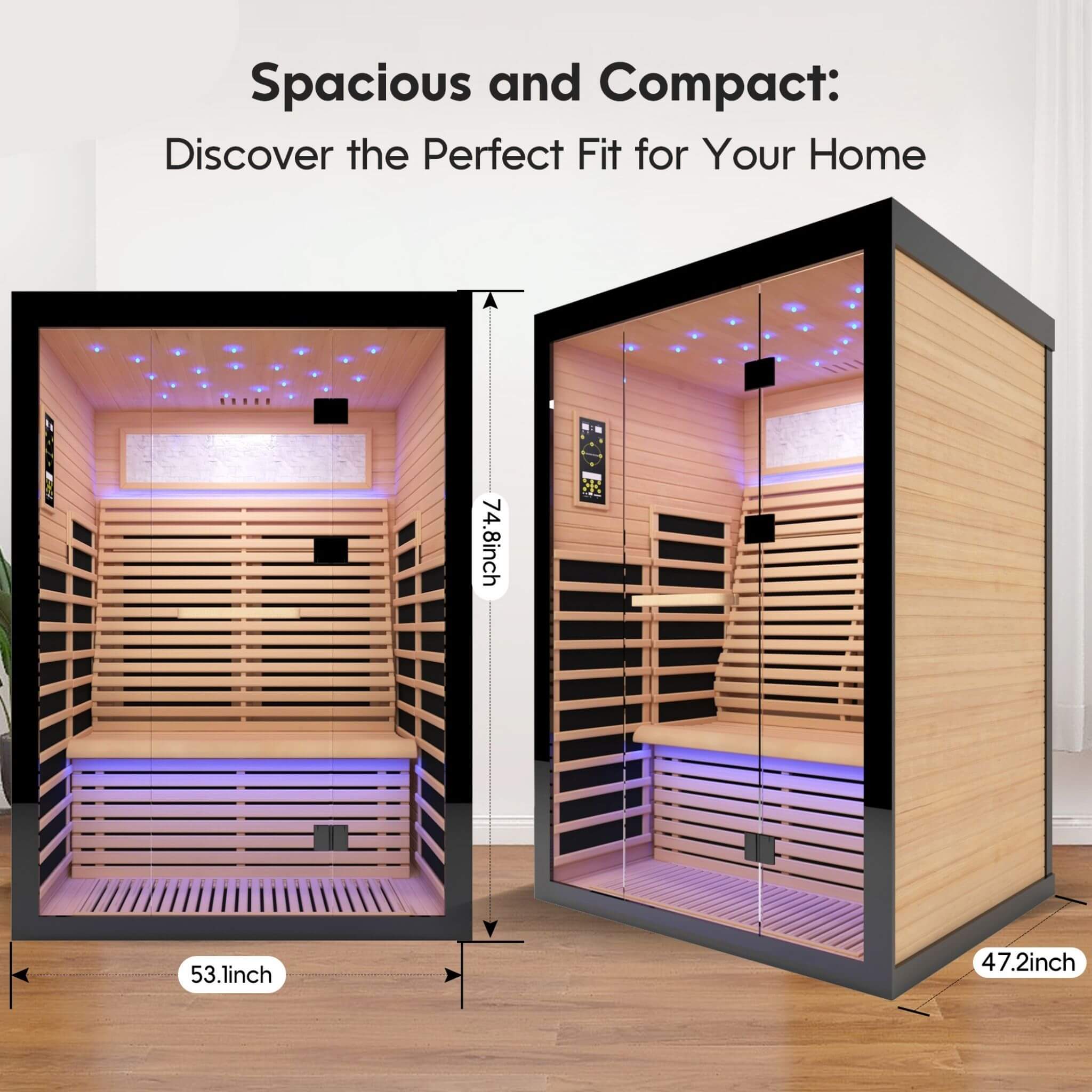 2-Person Thermora Vapor Luxury Home Infrared Sauna – Canadian Hemlock Wood