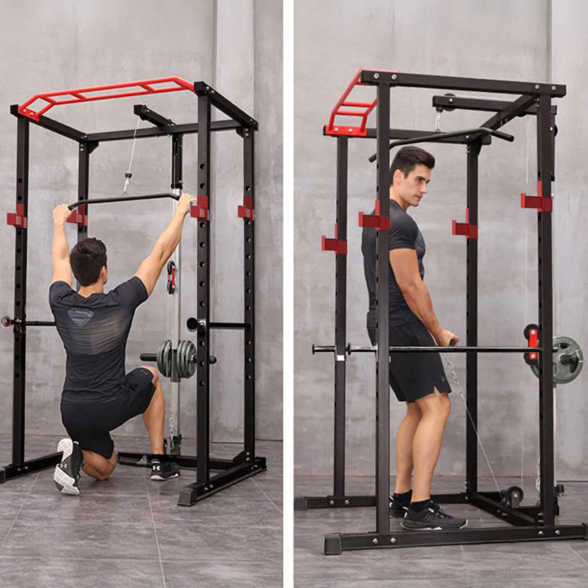 1000 lb Power Cage Squat Rack with Weight Bench