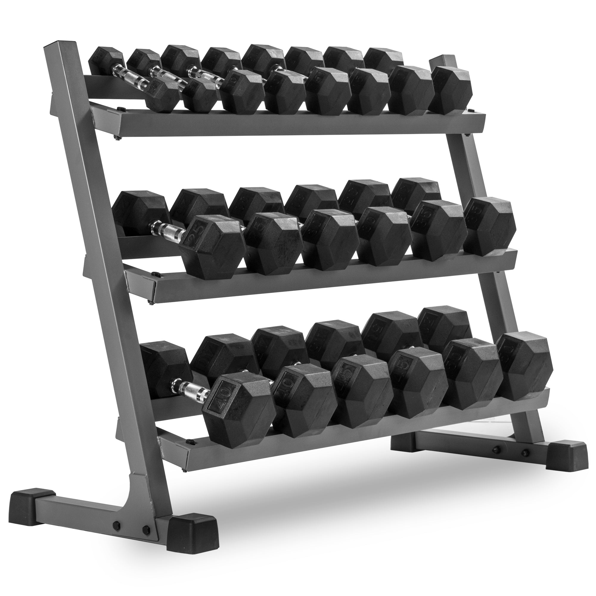Hex Dumbbell Set 5–50 lb with Rack & Weight Bench | XMARK
