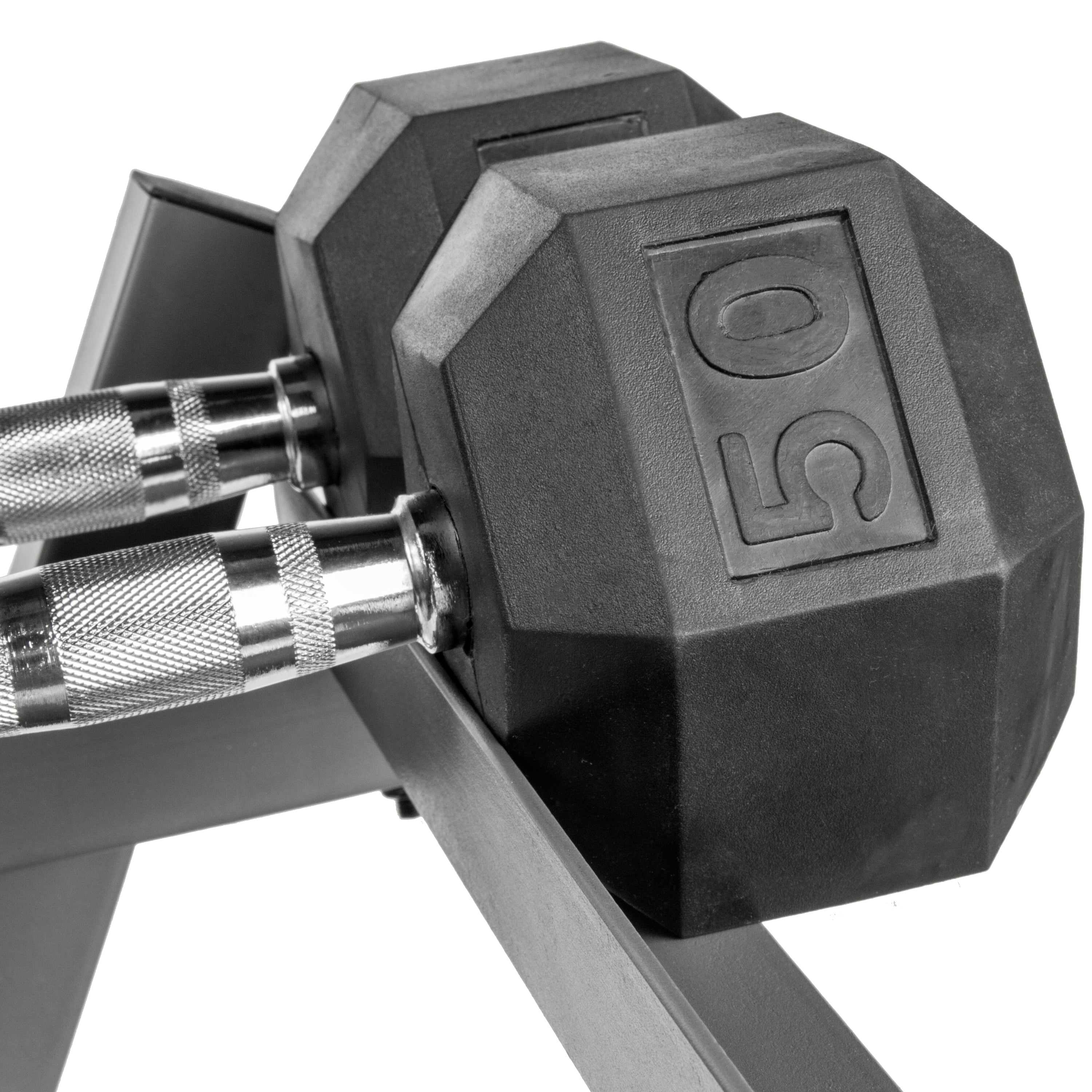 Hex Dumbbell Set 5–50 lb with Rack & Weight Bench | XMARK