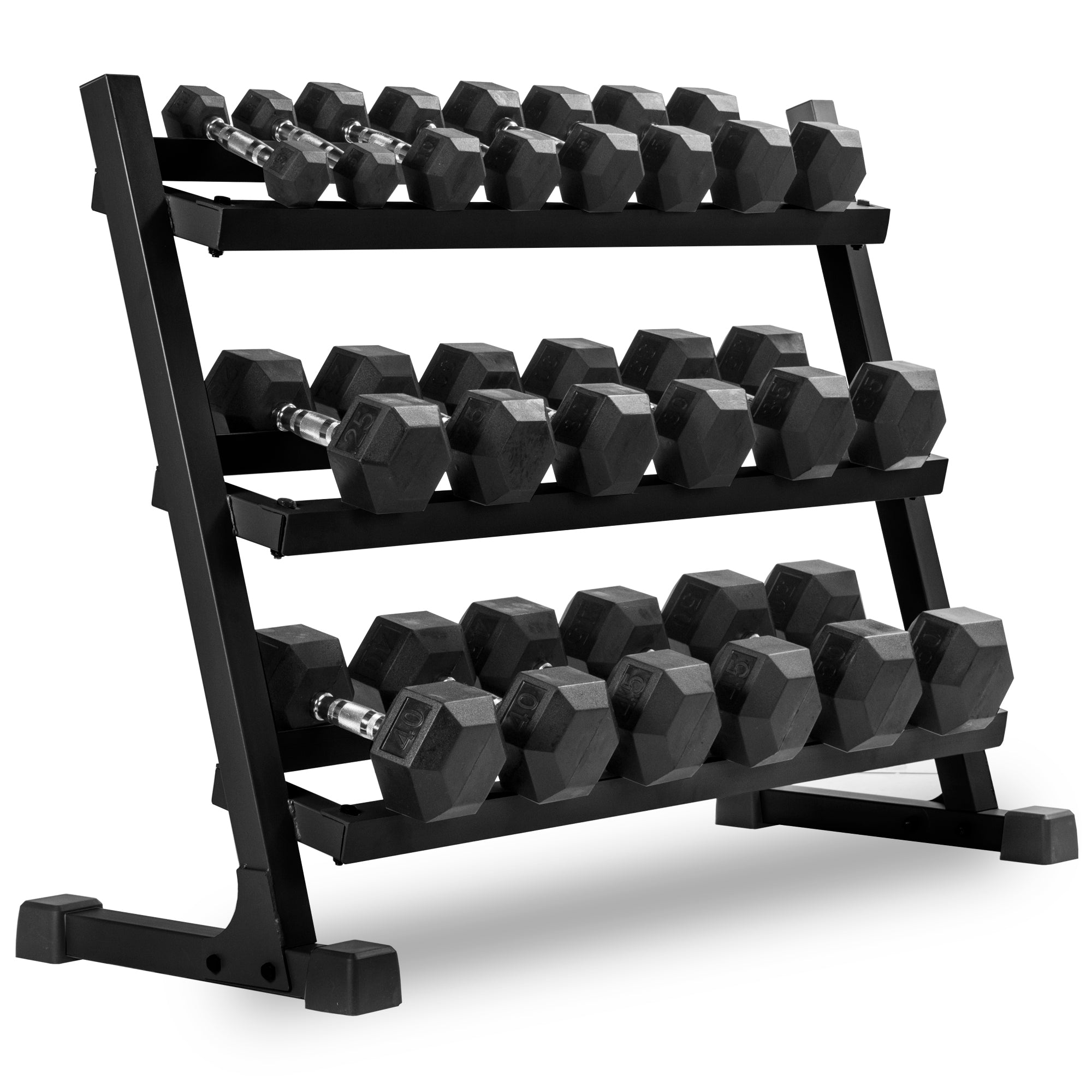 Hex Dumbbell Set 5–50 lb with Rack & Weight Bench | XMARK