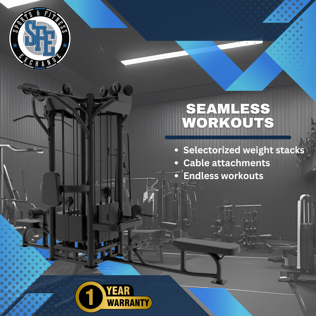 SFE Selectorized 4-Station Jungle Gym – 4× Weight Stacks