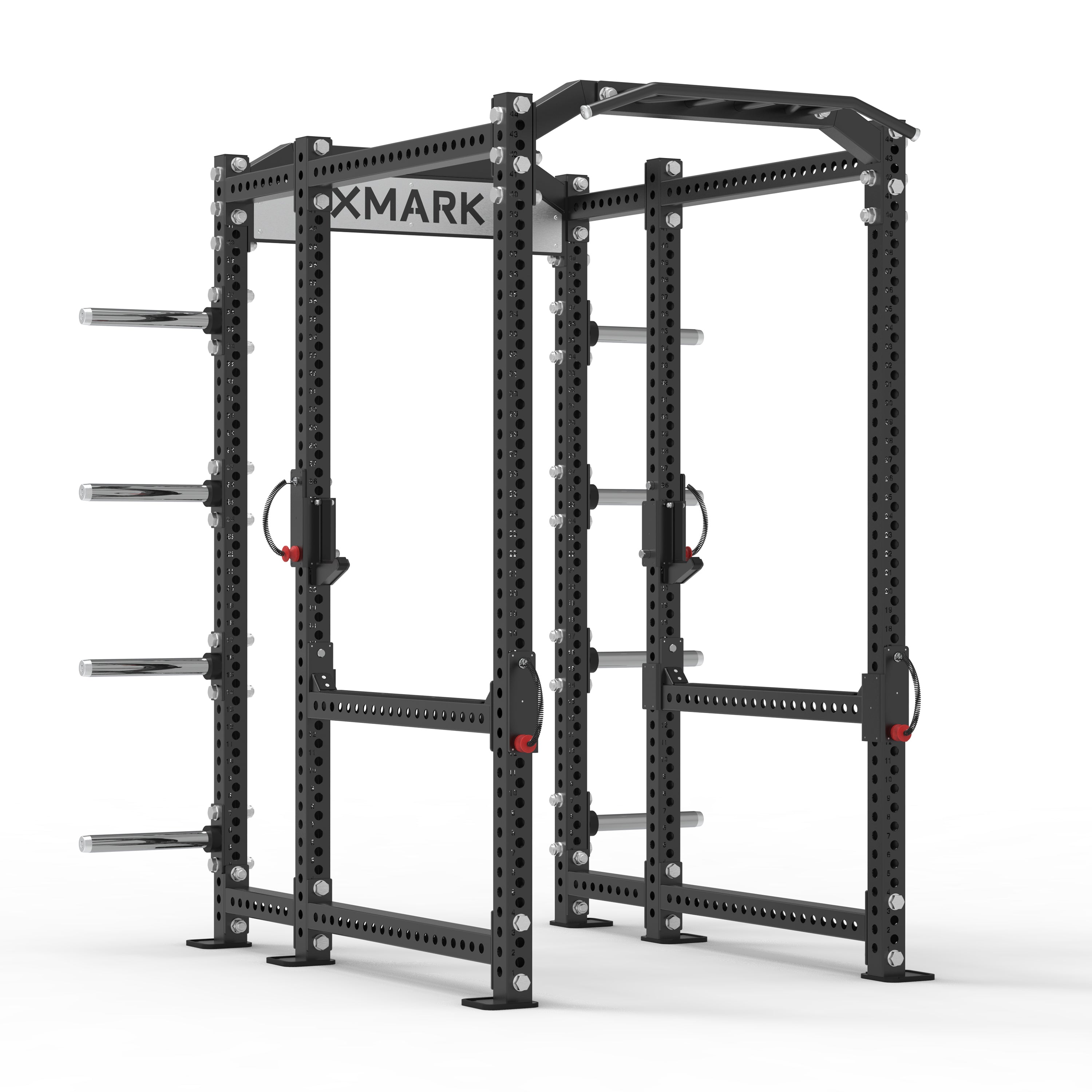 Power Rack with Storage & Flip-Down Safeties – XMARK Viper Power Rack