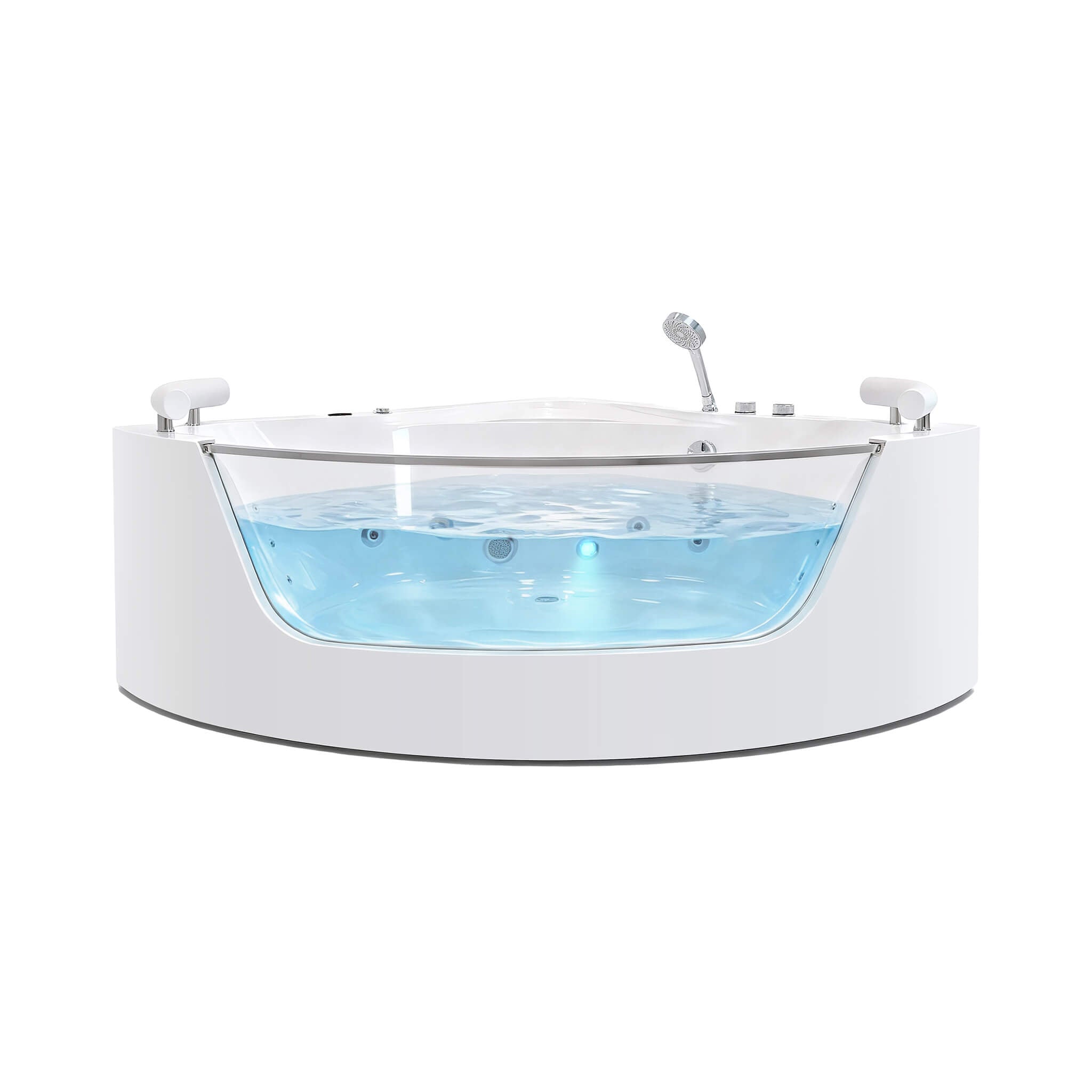 Alora Serenity 59" 2-Person Acrylic Corner Whirlpool Tub – 16 Jets, Hydro Massage, Heater & Rainbow Light
