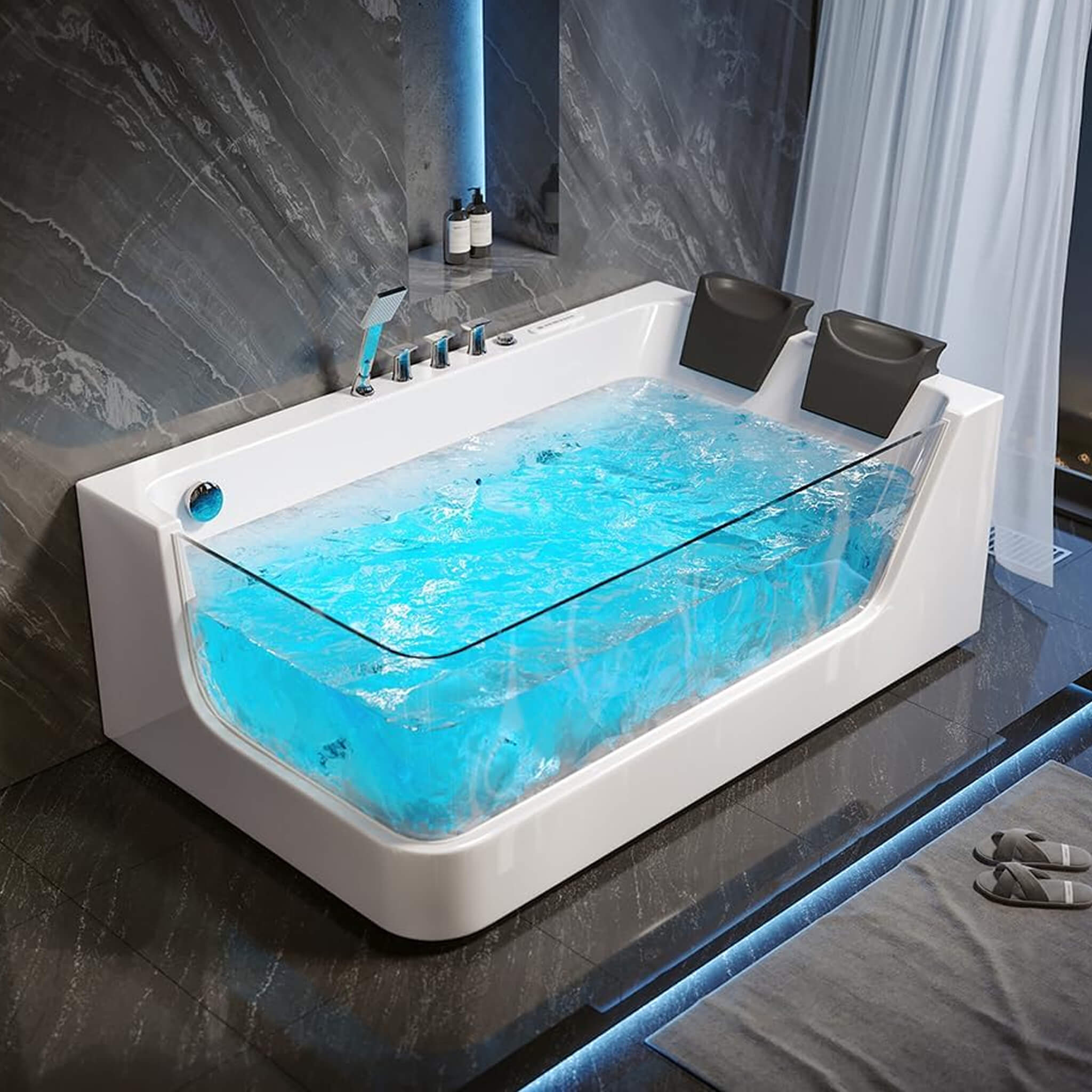 Alora Solstice 71" 2-Person Acrylic Whirlpool Tub – LED Jets & Faucet
