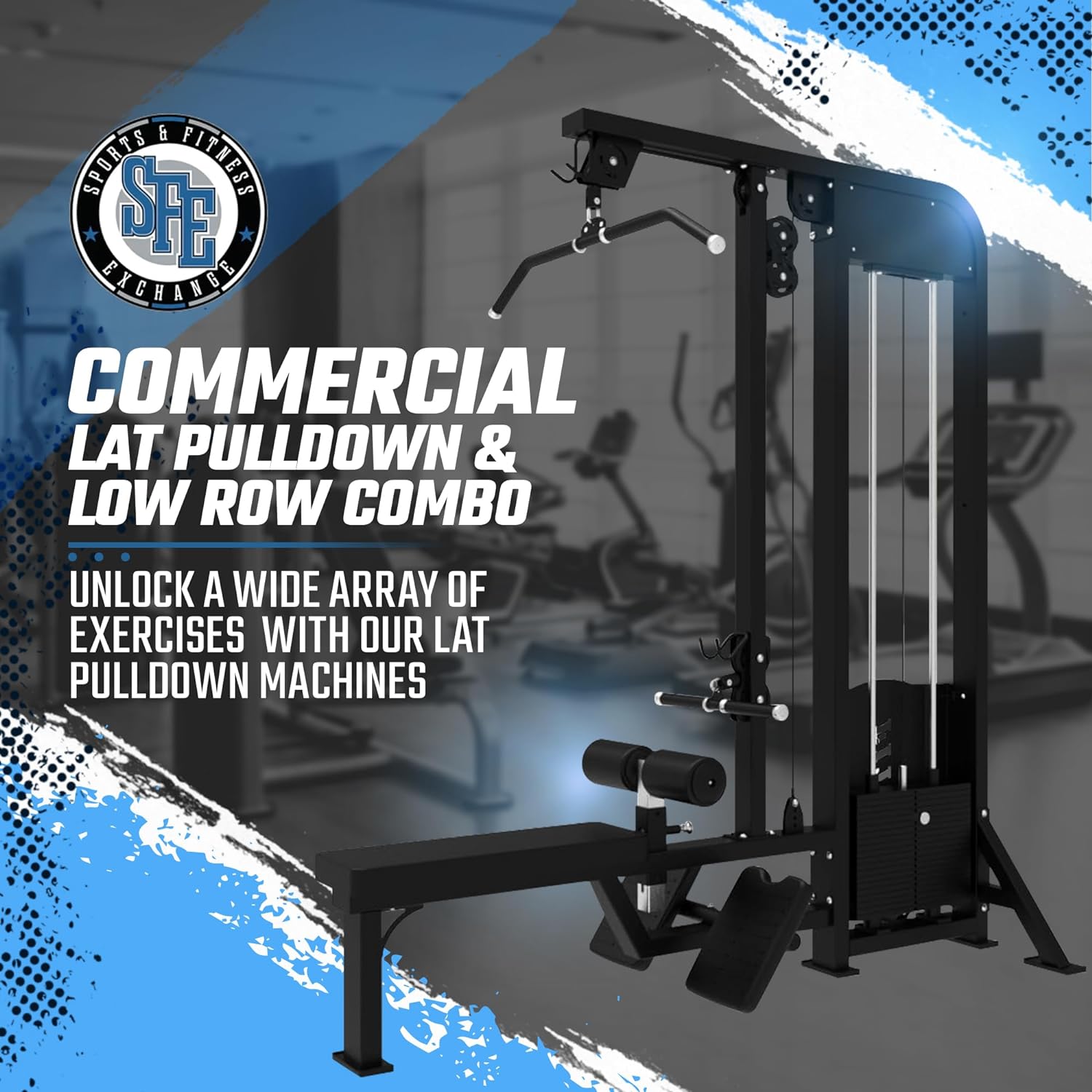 SFE Selectorized Lat Pulldown & Low Row Combo – 250 lb Weight Stack