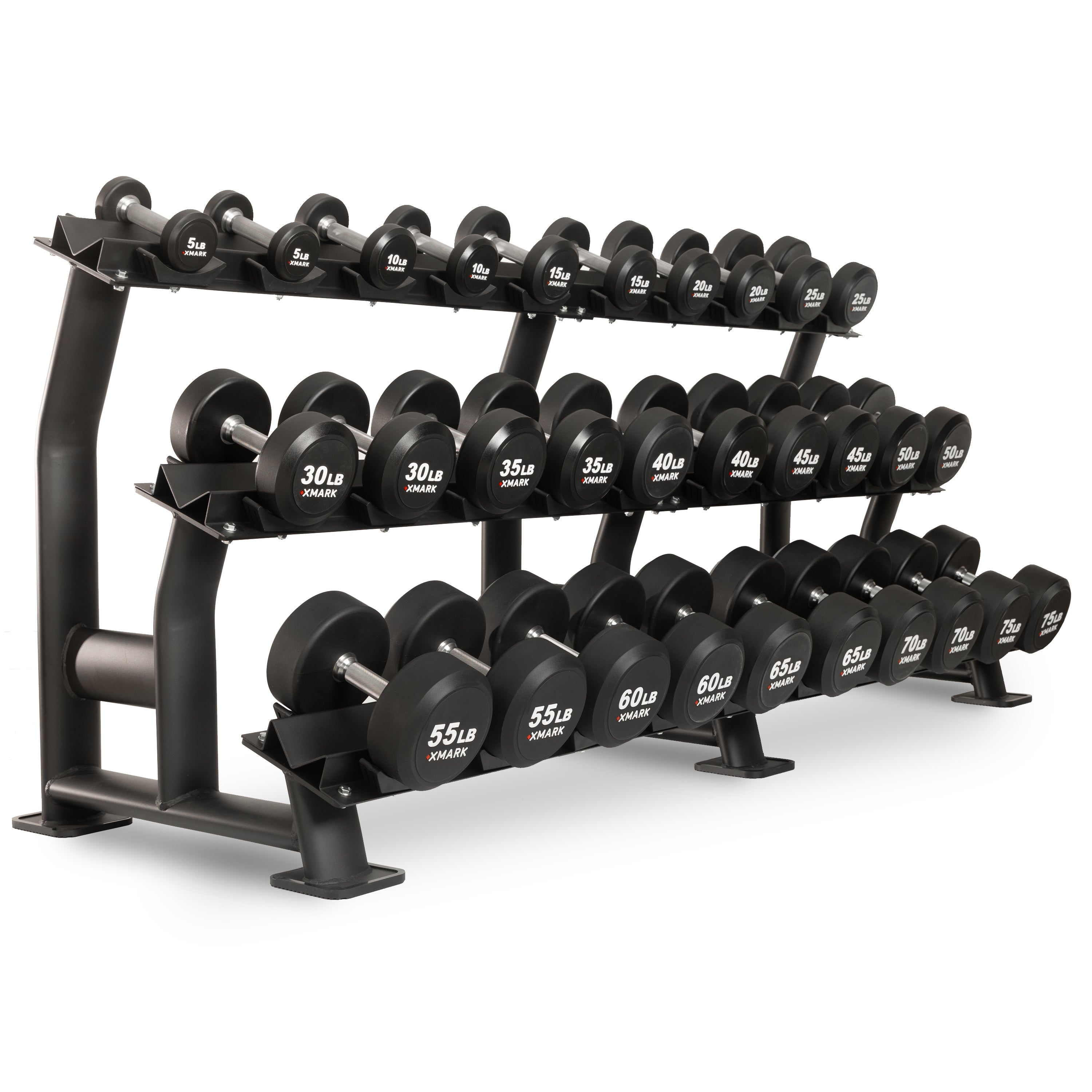 Commercial Round Urethane Dumbbell Sets – 5–50 lb & 5–75 lb | XMARK