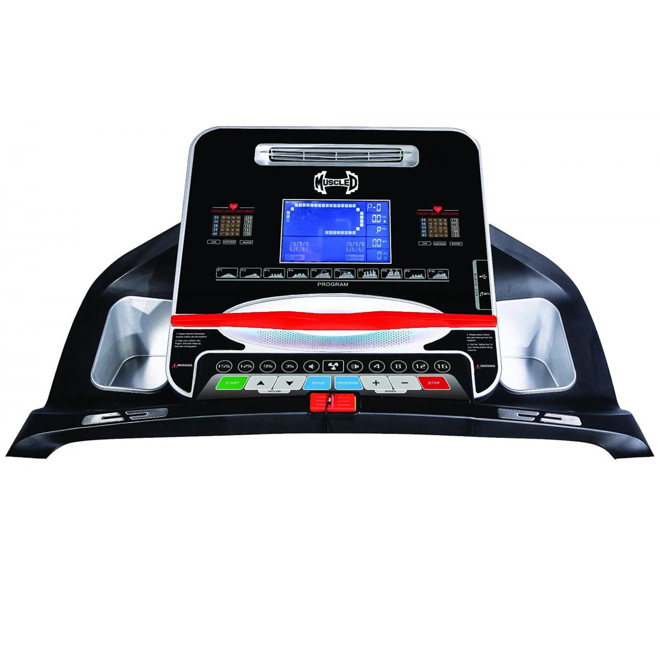 Muscle D Fitness Light Commercial Treadmill – LED Display, Heart Rate Monitor & Adjustable Incline