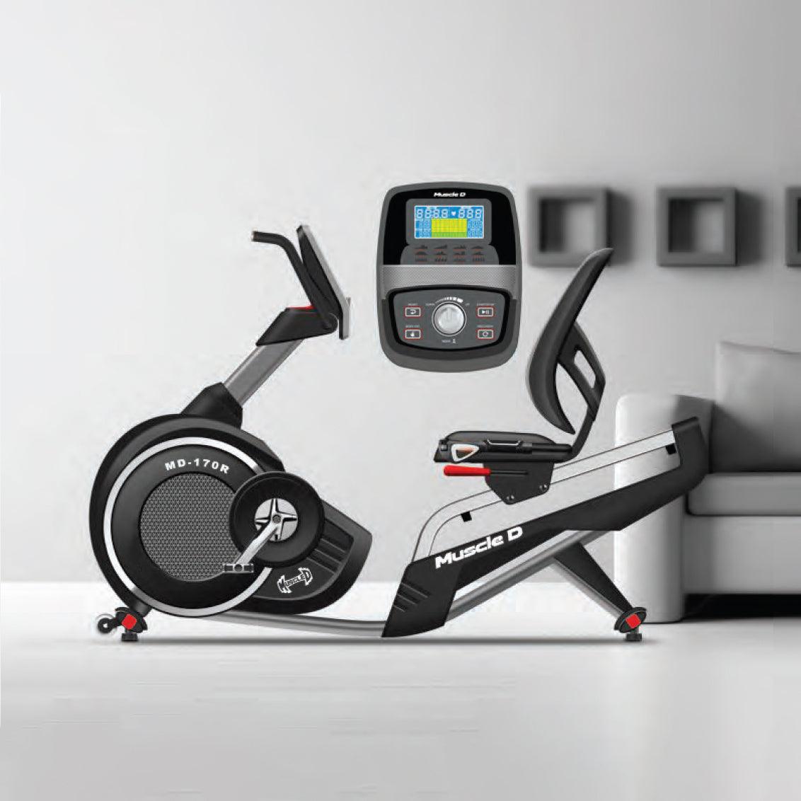 Muscle D Fitness Light Commercial Recumbent Bike – LED Display & Heart Rate Monitor
