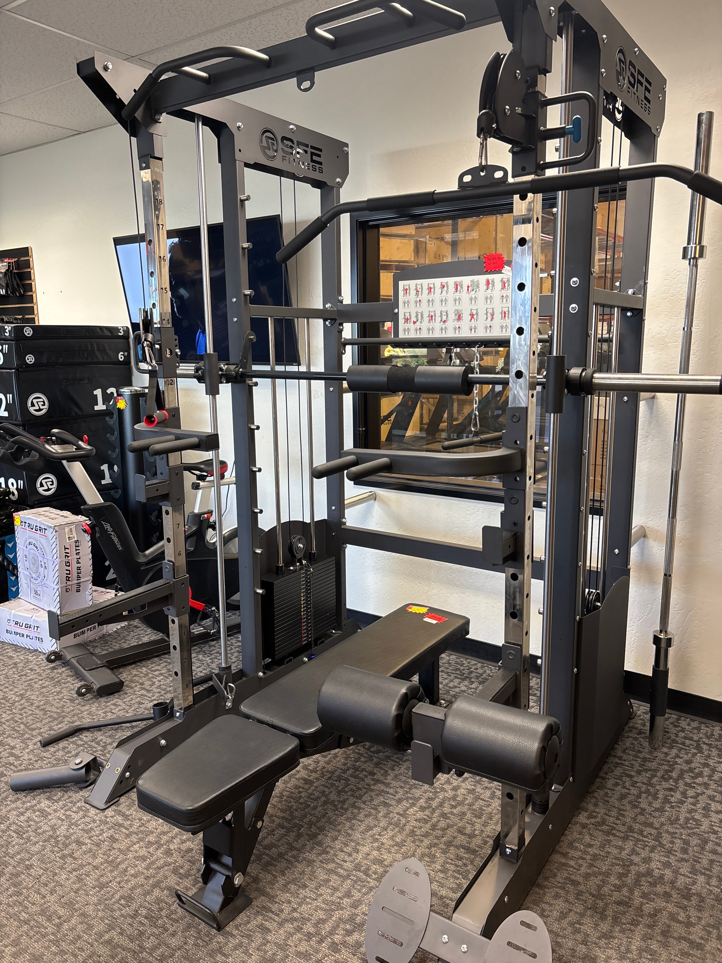 SFE Power Rack, Smith Machine & Functional Trainer, 2×220 lb Weight Stacks