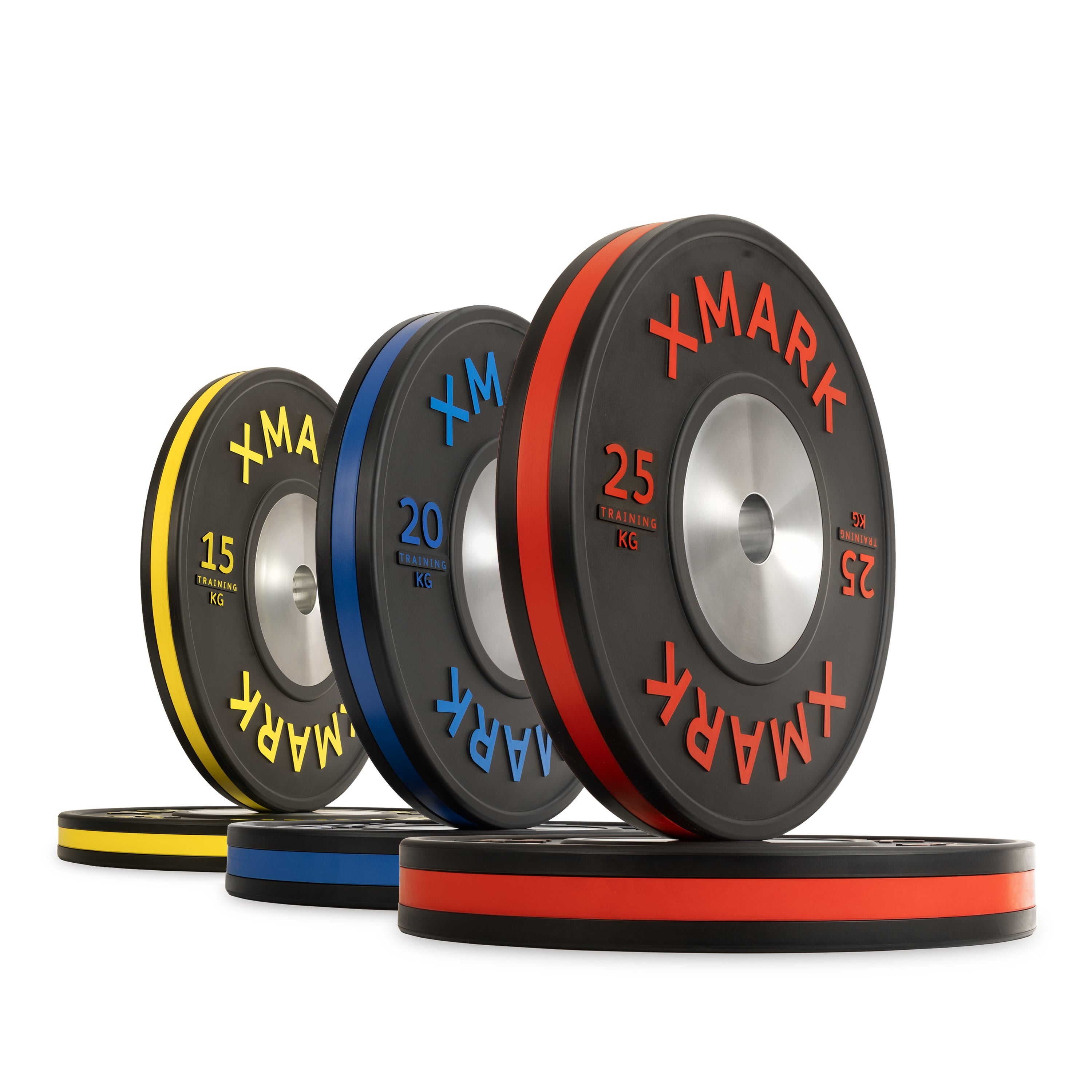 IWF Training Bumper Plates (KG) – Striped Premium Pairs & Sets | XMARK