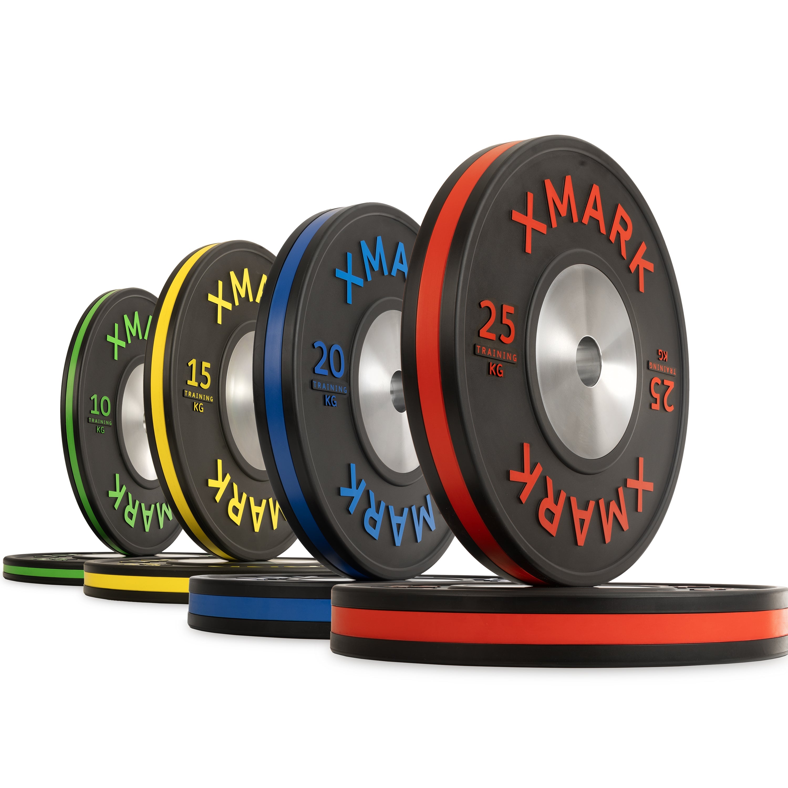 IWF Training Bumper Plates (KG) – Striped Premium Pairs & Sets | XMARK