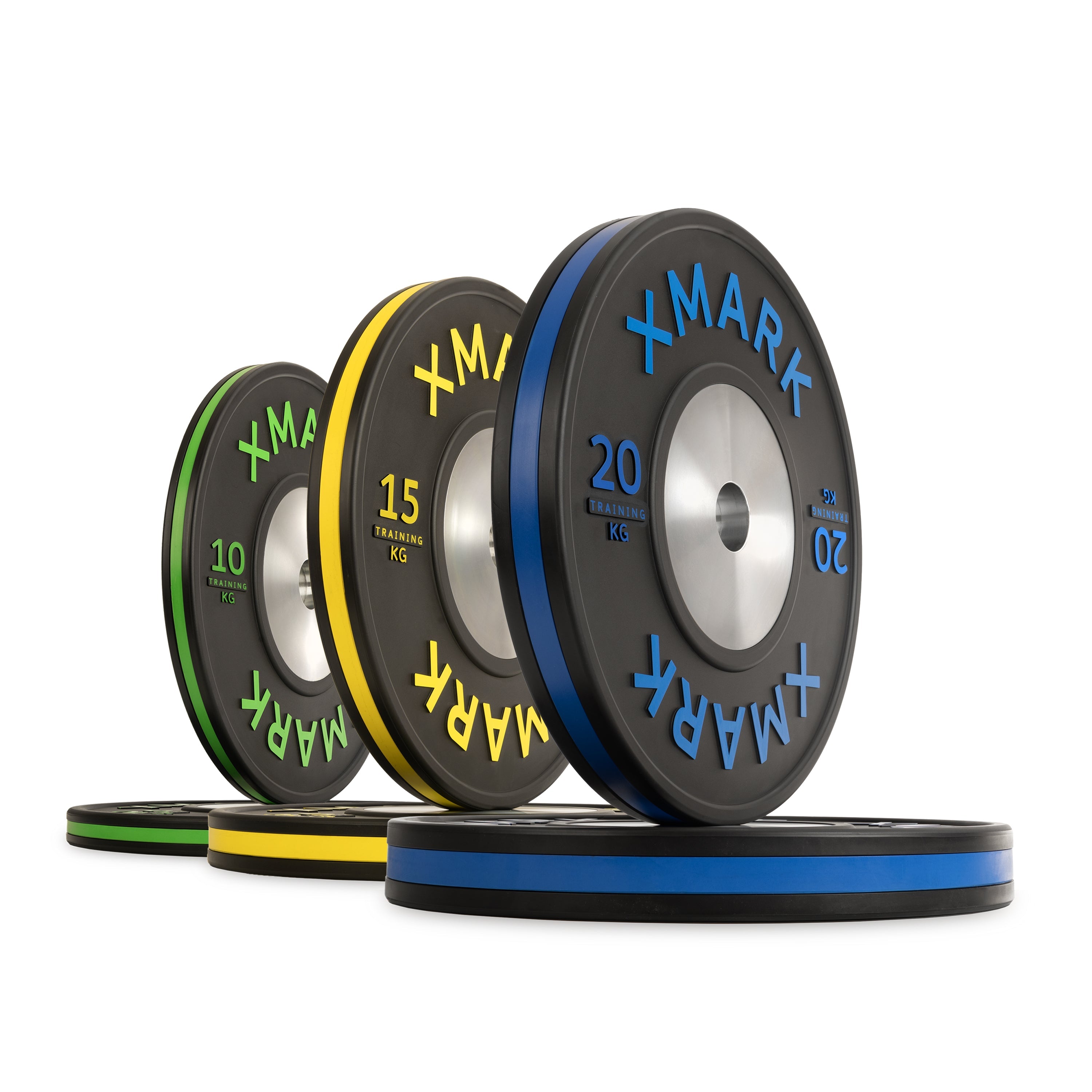 IWF Training Bumper Plates (KG) – Striped Premium Pairs & Sets | XMARK