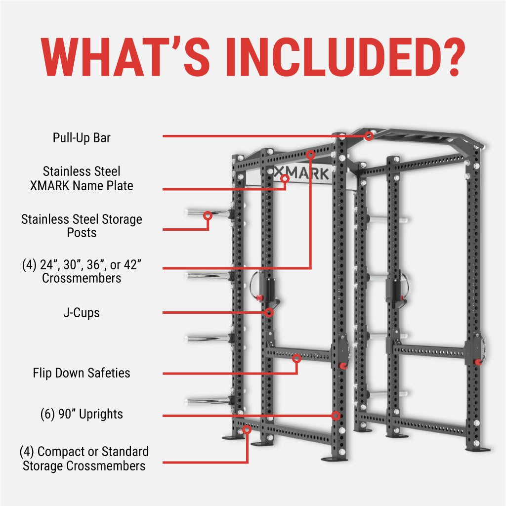Power Rack with Storage & Flip-Down Safeties – XMARK Viper Power Rack