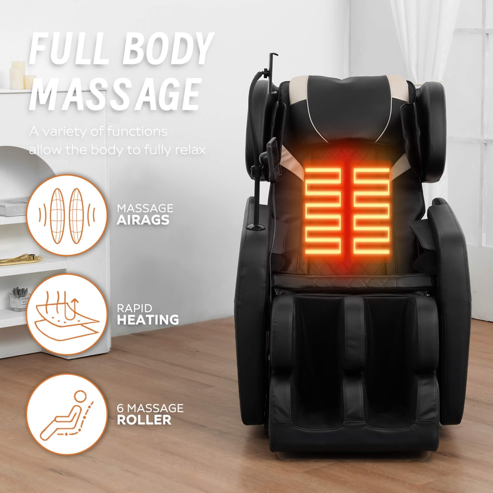 Airvana Nocturne Full-Body Zero Gravity Massage Chair – Retractable Footrest