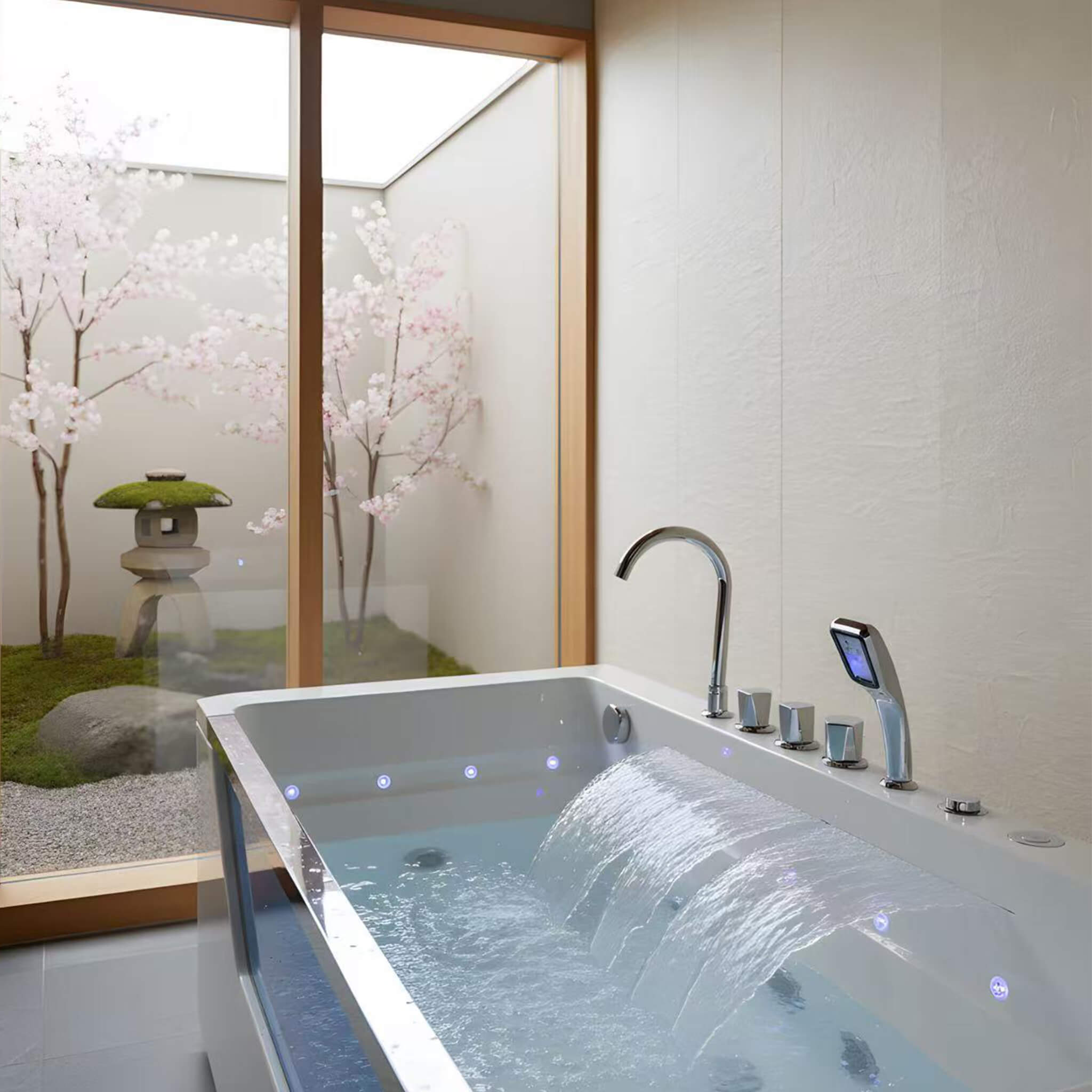 Alora Veloria 67-Inch Hydrotherapy Whirlpool Bathtub – 7 Jets, Glass Panel