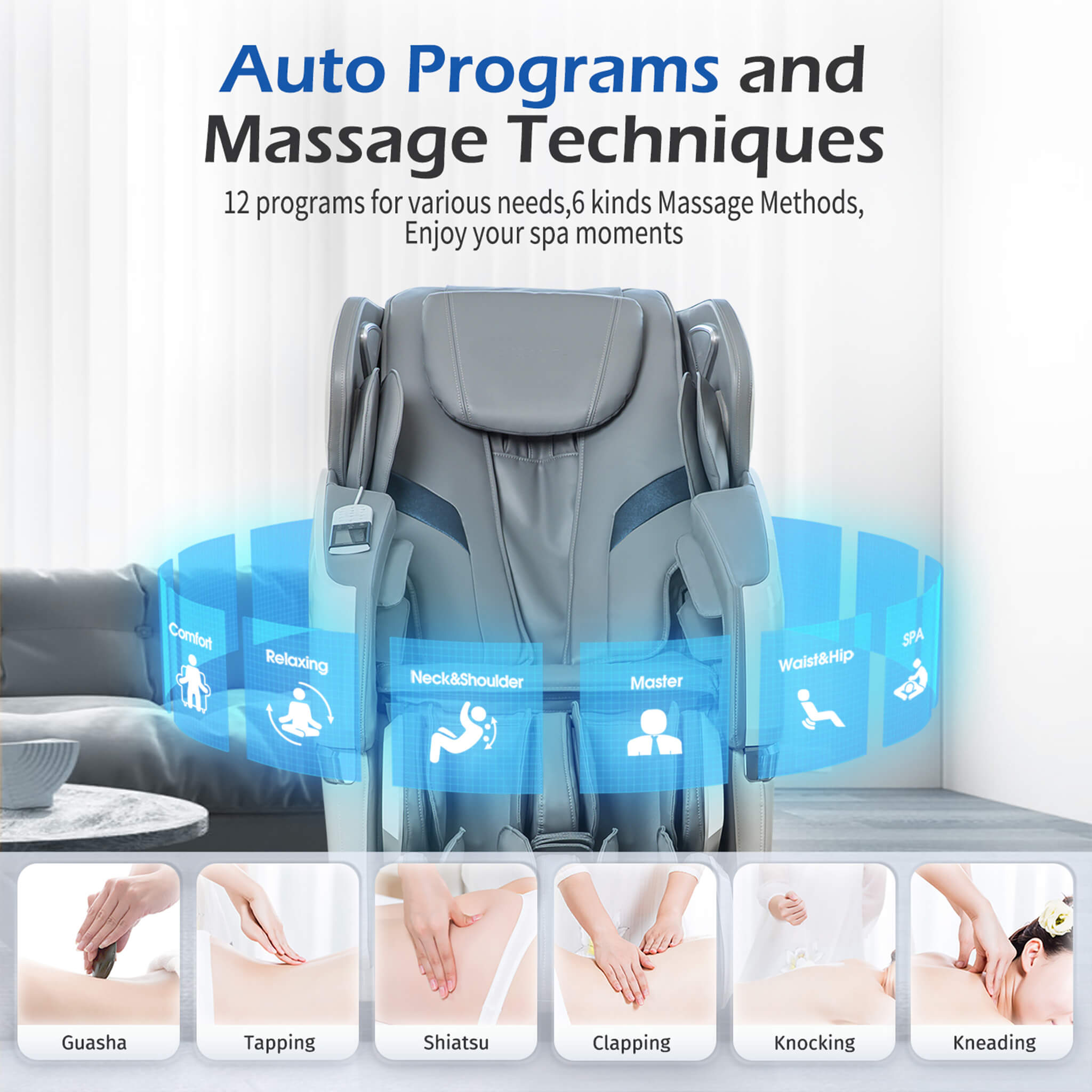 Bosscare Full Body Zero Gravity Massage Chair – AI Voice & App Control, Gray