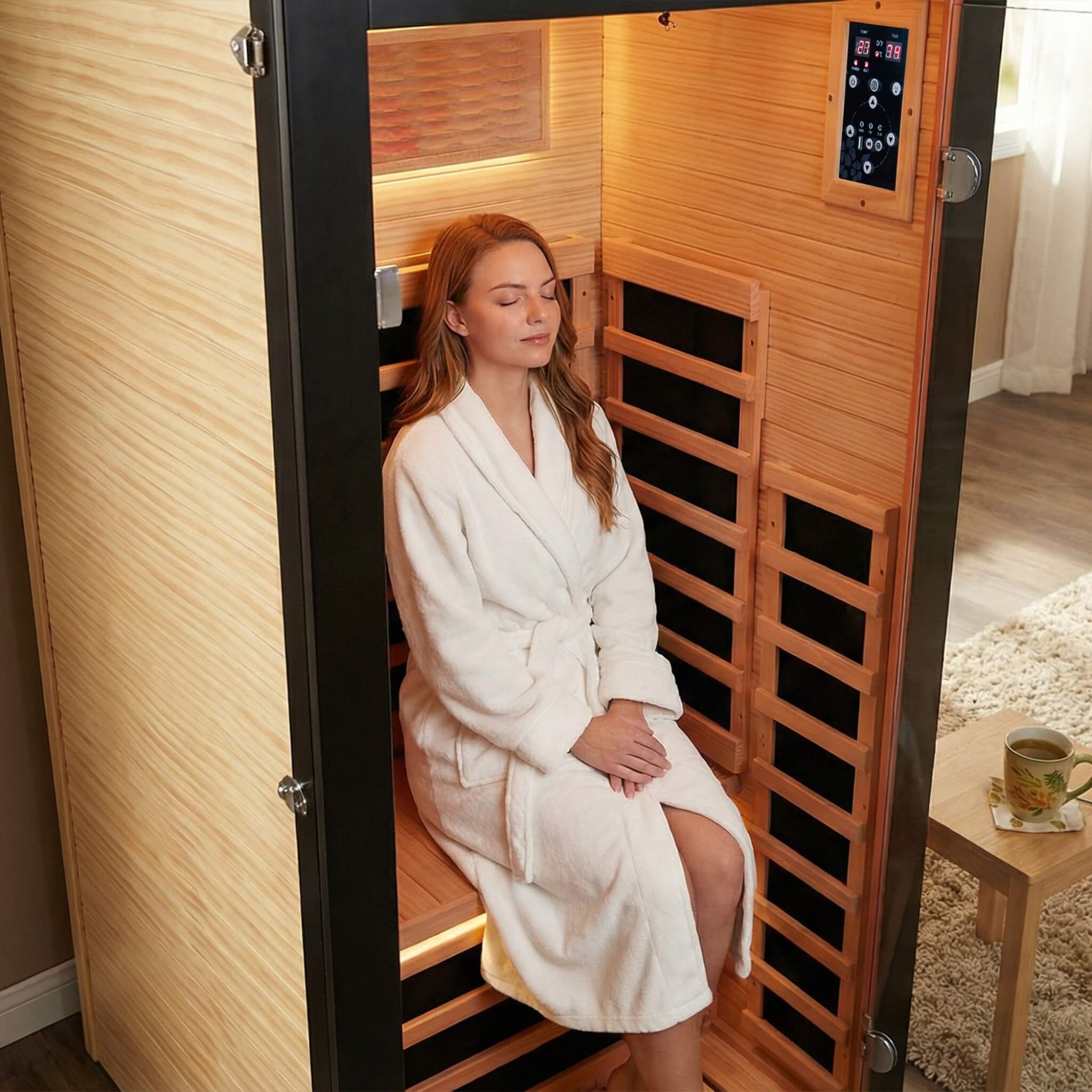 1-Person Thermora Solara Infrared Sauna Cabin – Chilean Pine