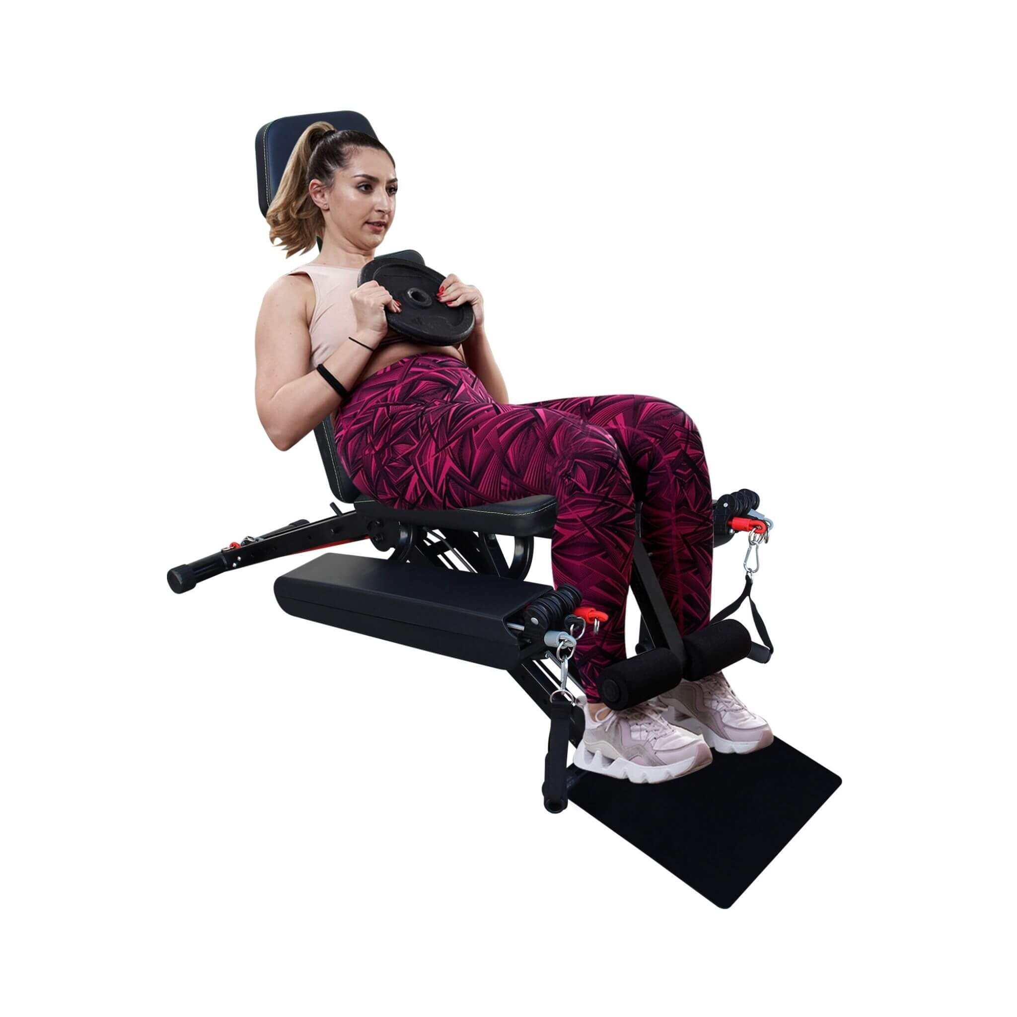 Rovix Foldable Multi-Function Weight Bench – Resistance Bands, Footrest & Leg Extension