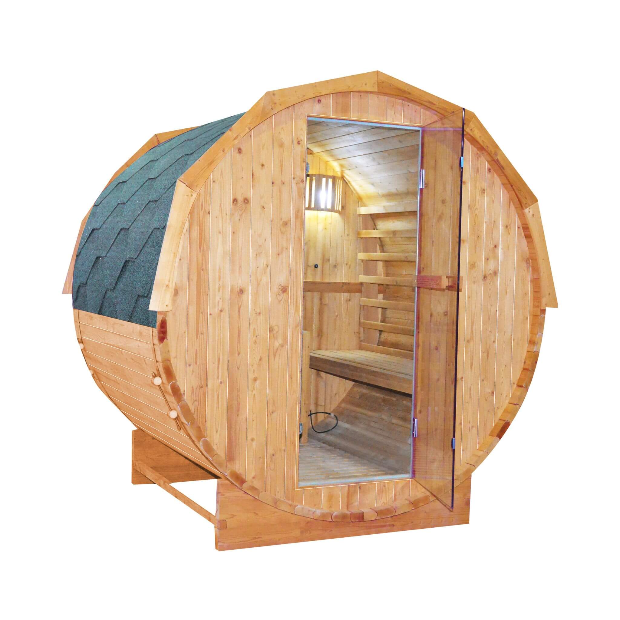 4-Person Thermora Ignite American White Oak Outdoor Wooden Barrel Sauna