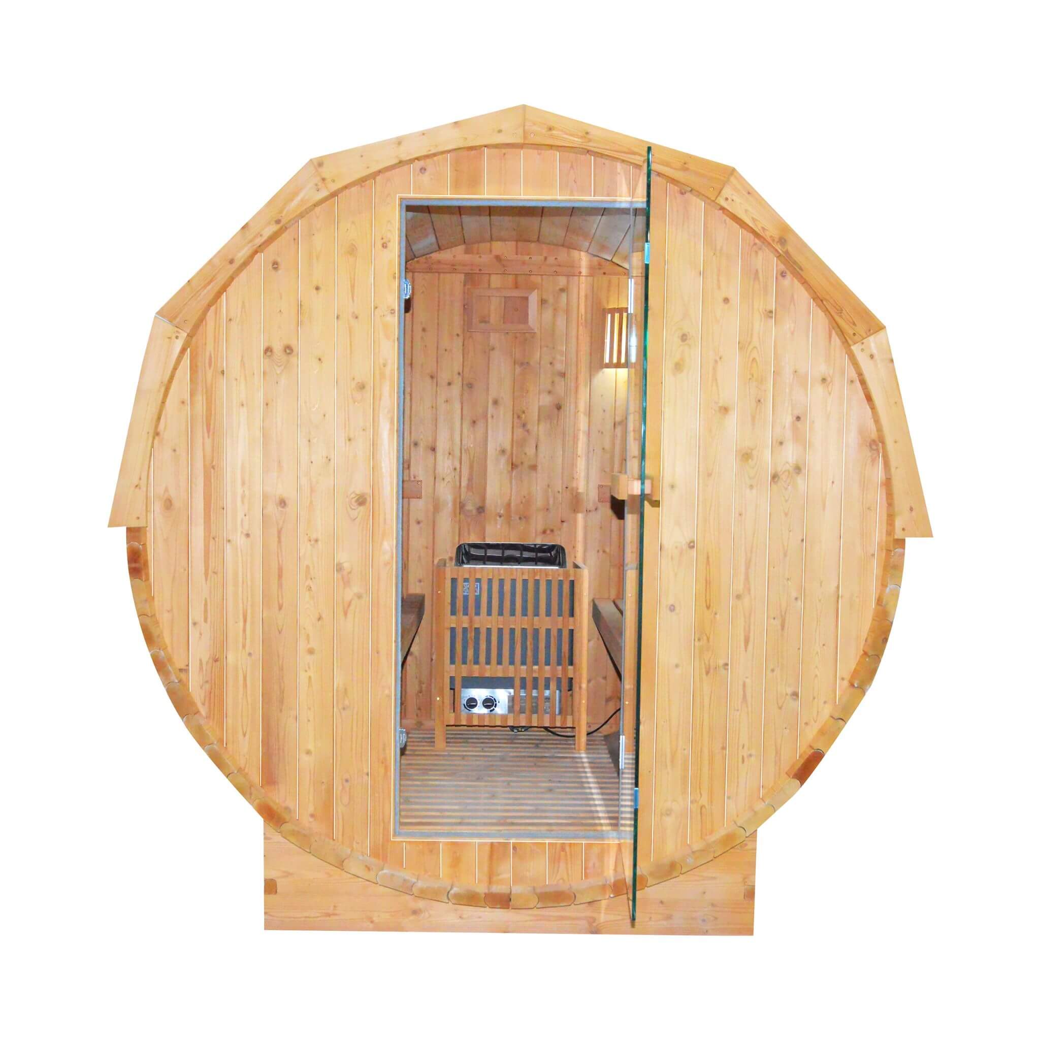 4-Person Thermora Ignite American White Oak Outdoor Wooden Barrel Sauna