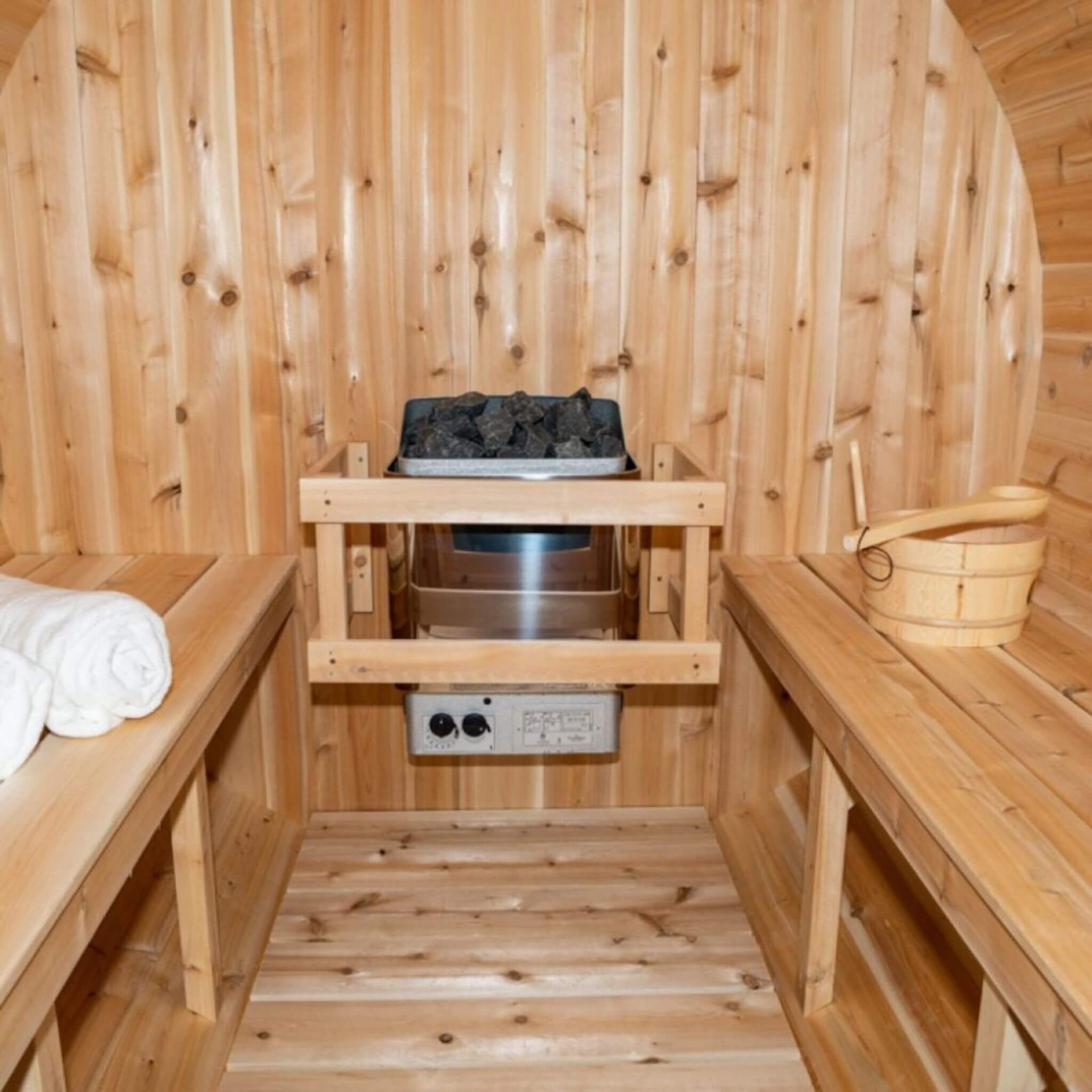 Dundalk Leisurecraft Harmony 4-Person Canadian Timber Barrel Sauna – 84" Outdoor