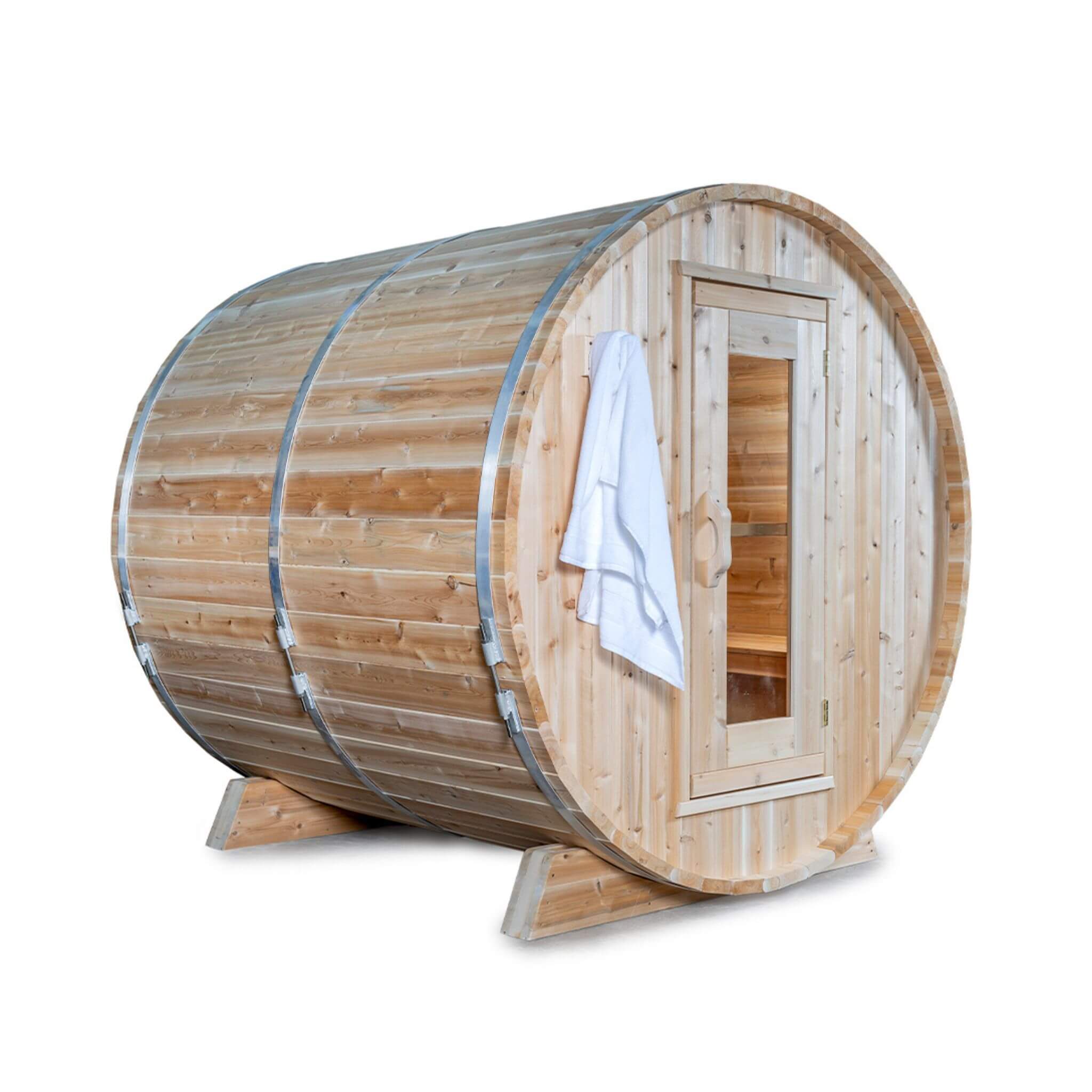 Dundalk Leisurecraft Harmony 4-Person Canadian Timber Barrel Sauna – 84" Outdoor