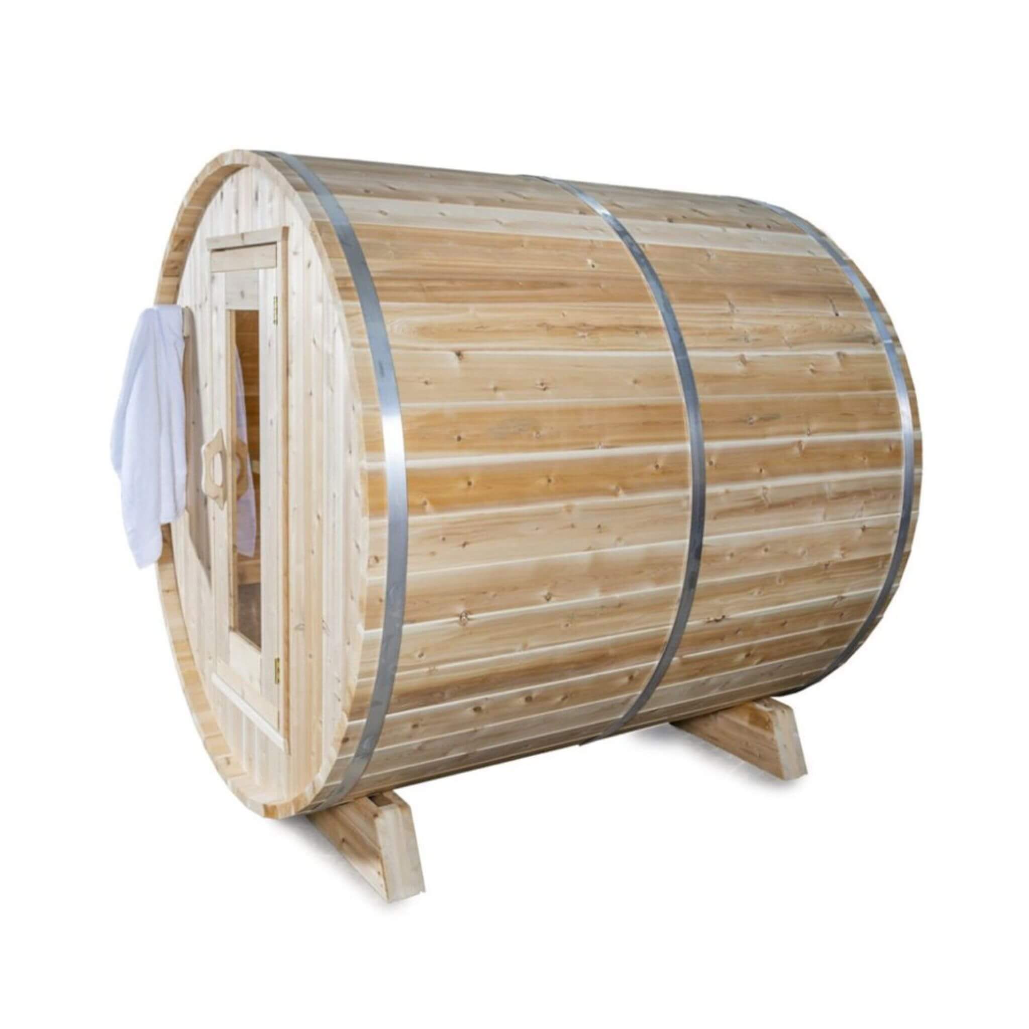 Dundalk Leisurecraft Harmony 4-Person Canadian Timber Barrel Sauna – 84" Outdoor