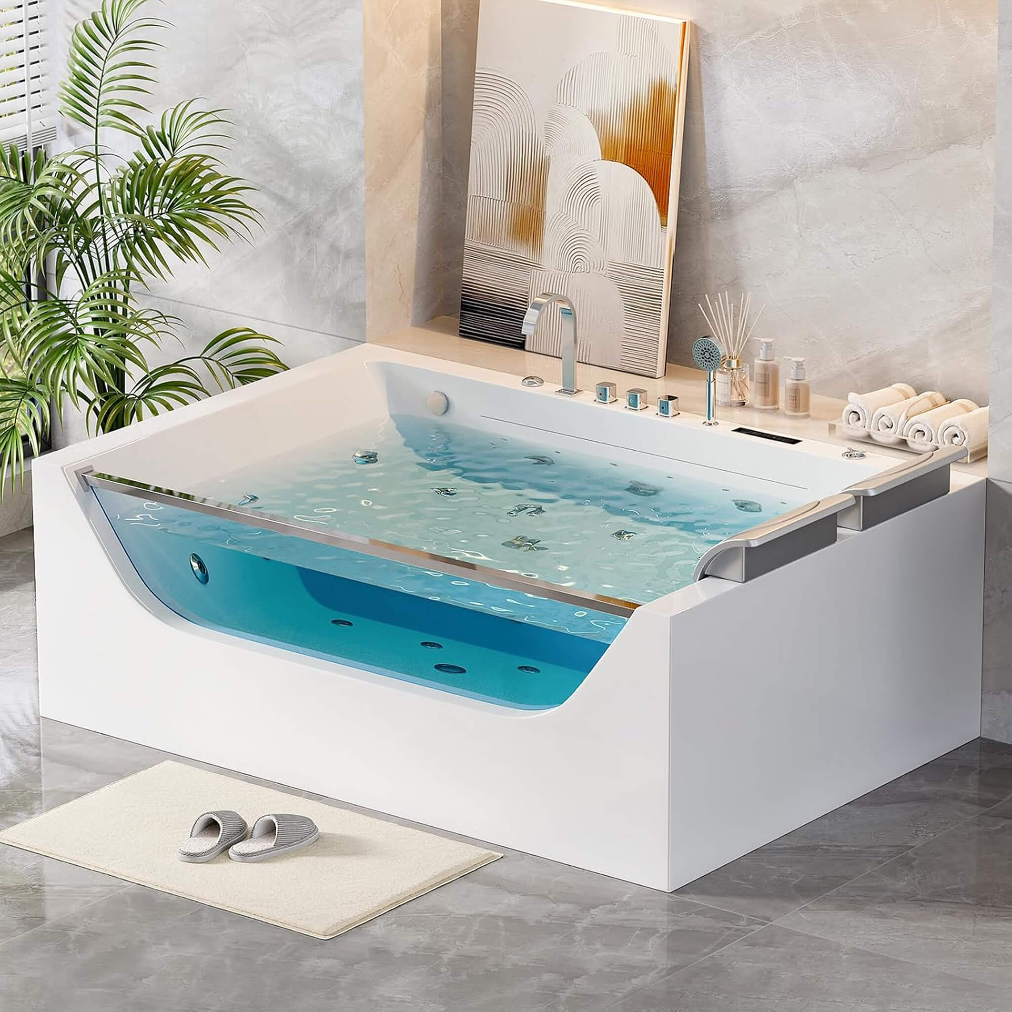 Alora Novara 71" 2-Person Jetted Whirlpool Tub – Massage & Thermostat